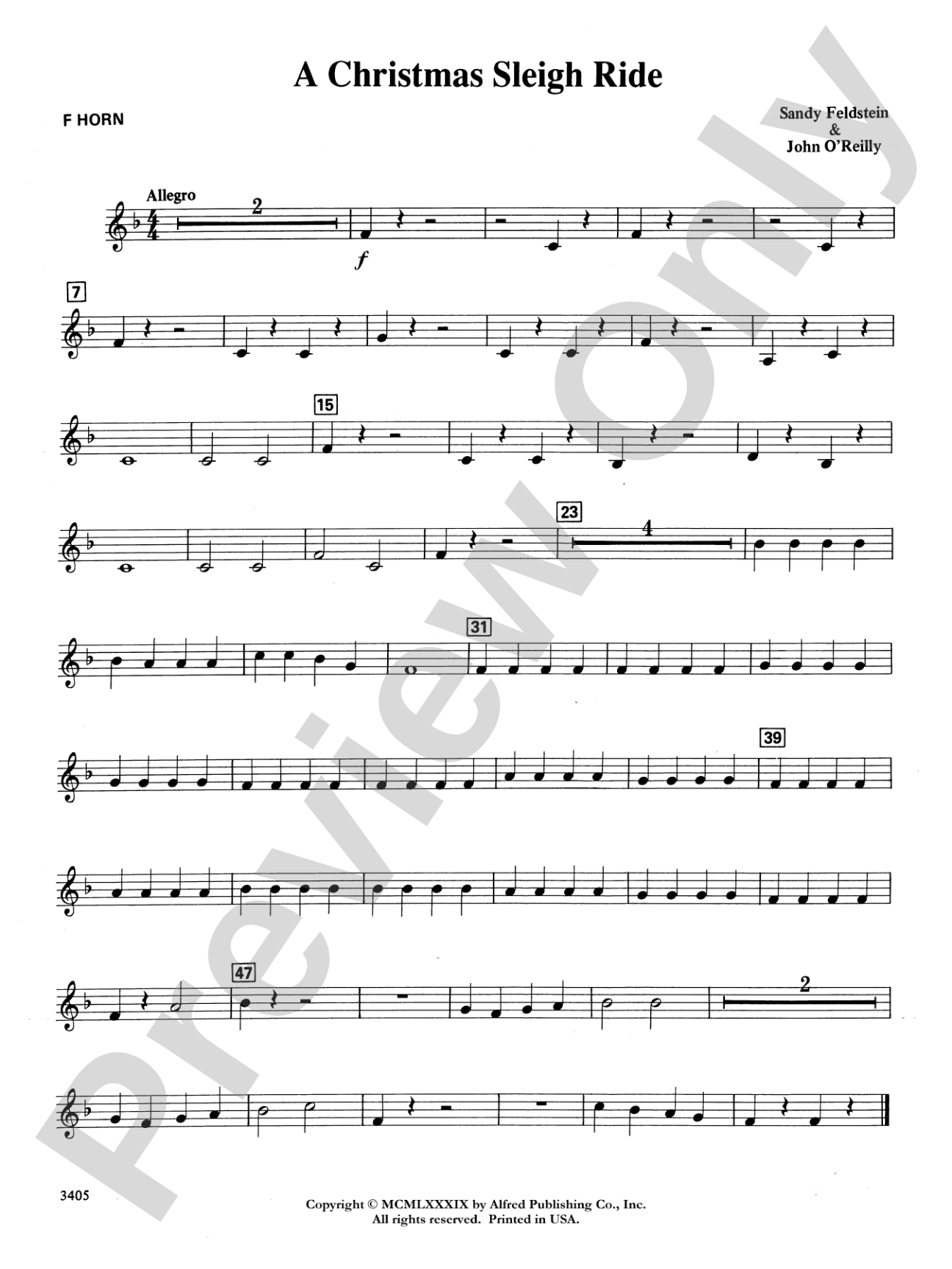 A Christmas Sleigh Ride: 1st F Horn