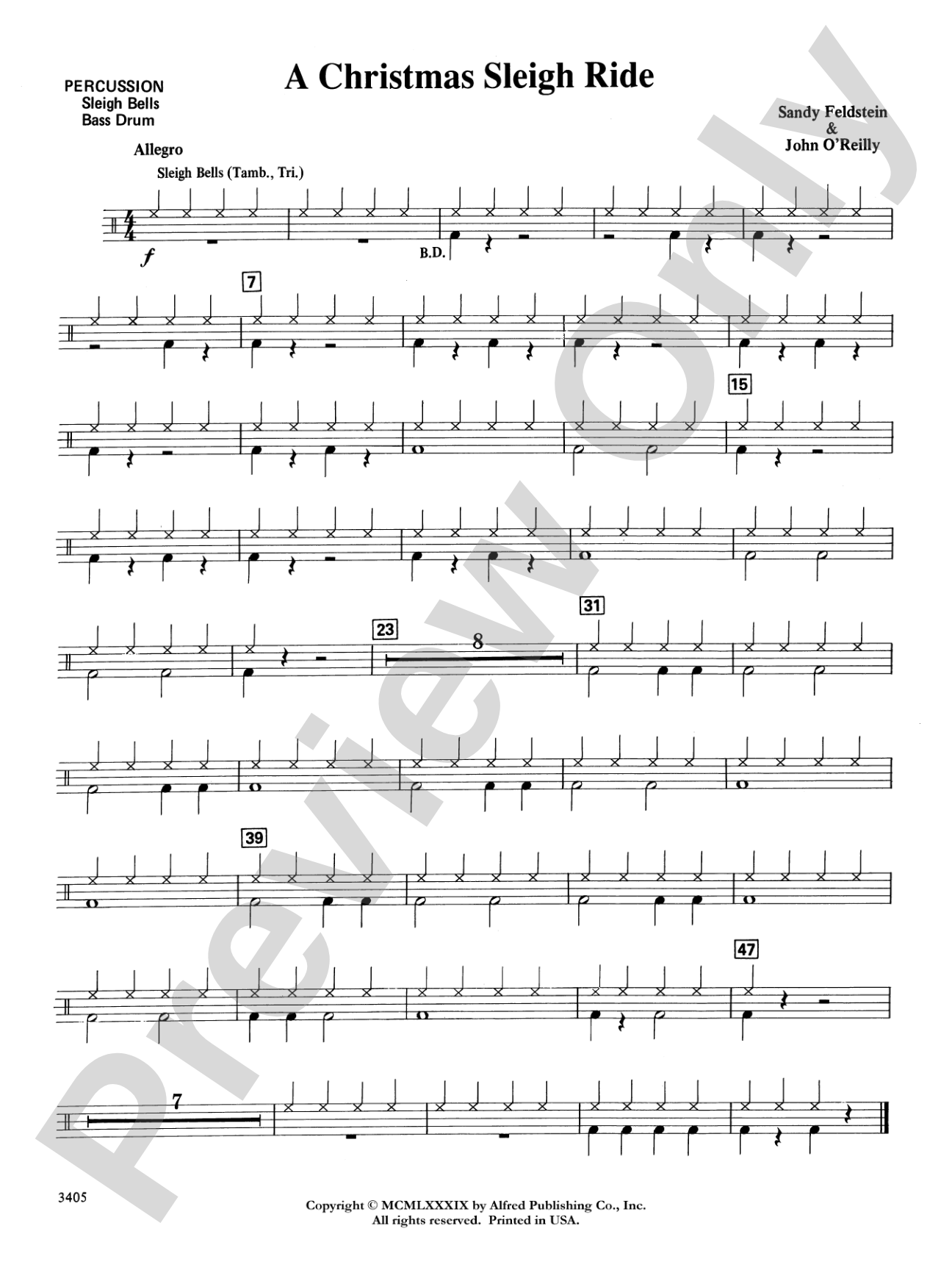A Christmas Sleigh Ride: 1st Percussion