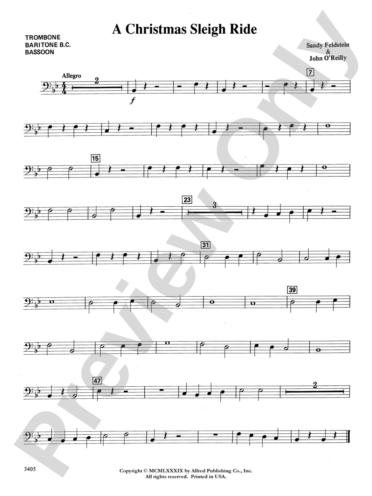 A Christmas Sleigh Ride: 1st Trombone