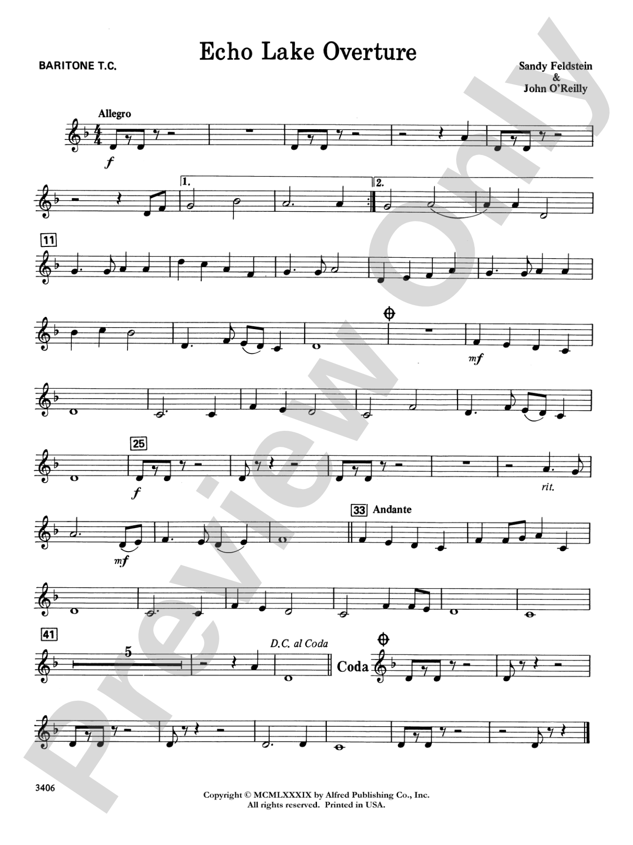 Echo Lake Overture: Baritone T.C.