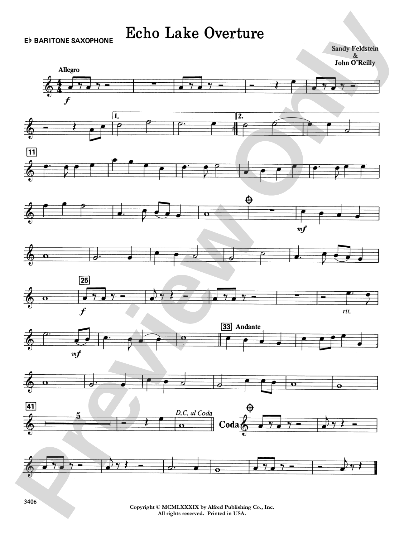 Echo Lake Overture: E-flat Baritone Saxophone