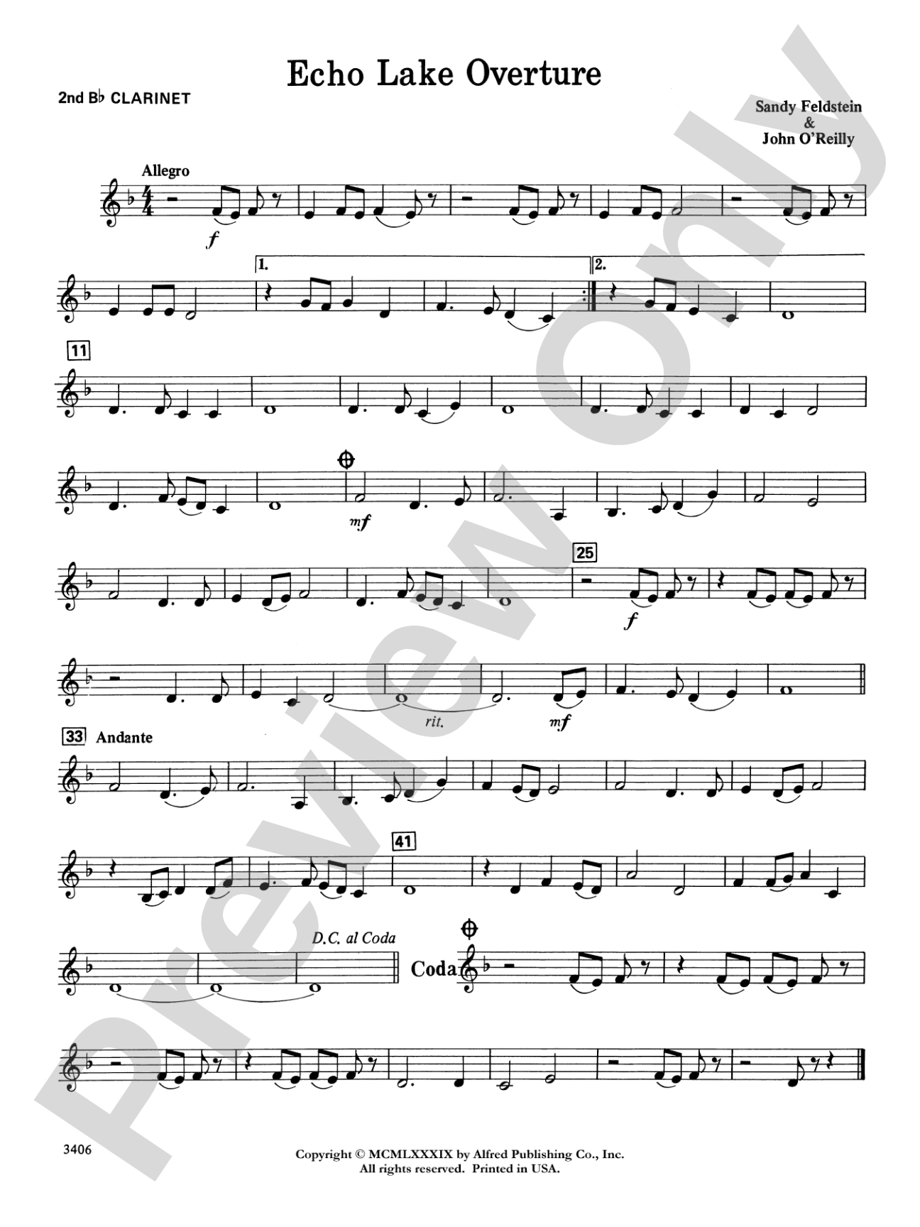 Echo Lake Overture: 2nd B-flat Clarinet