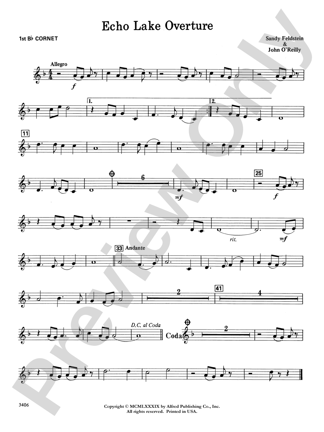Echo Lake Overture: 1st B-flat Cornet