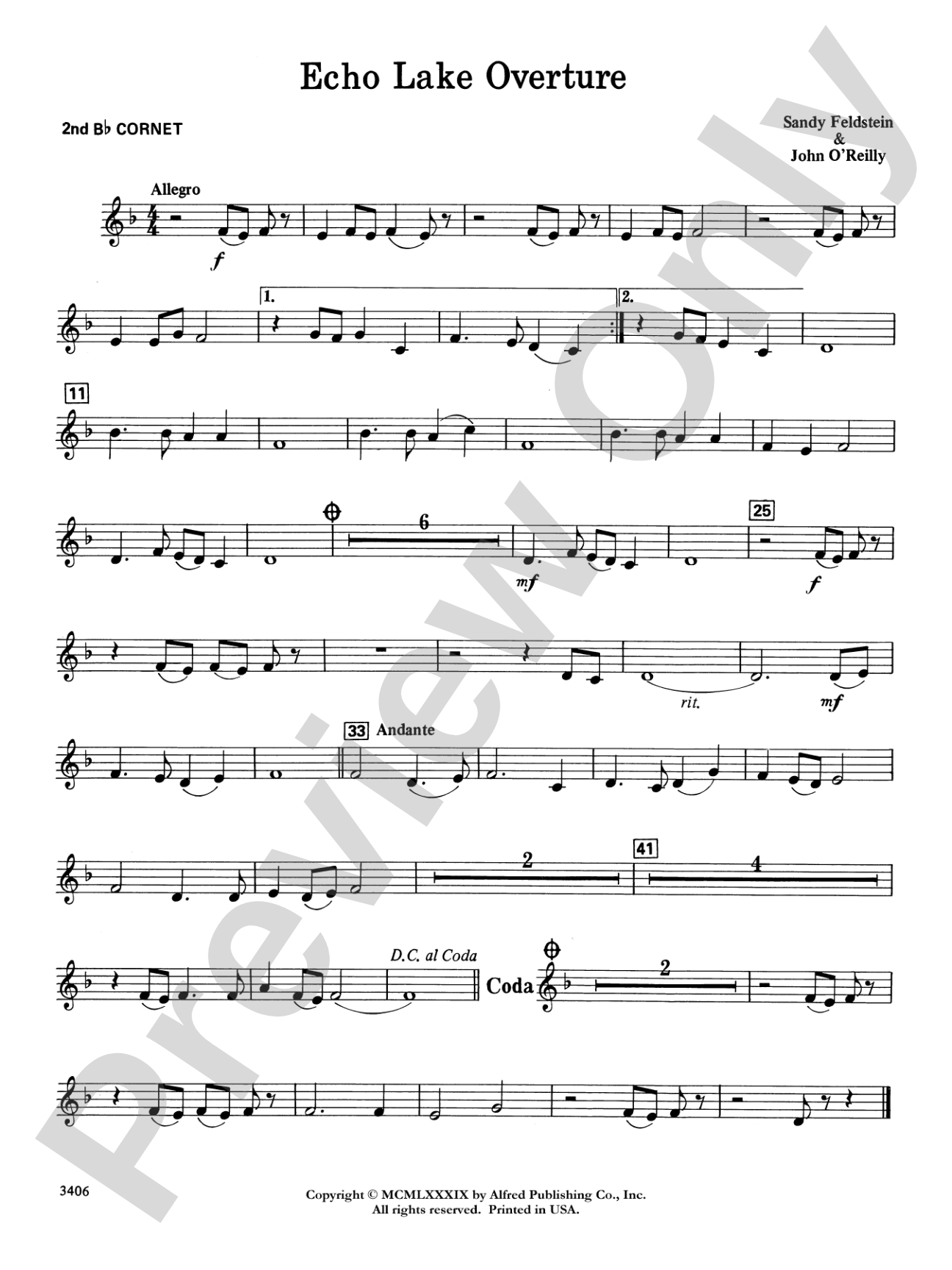 Echo Lake Overture: 2nd B-flat Cornet