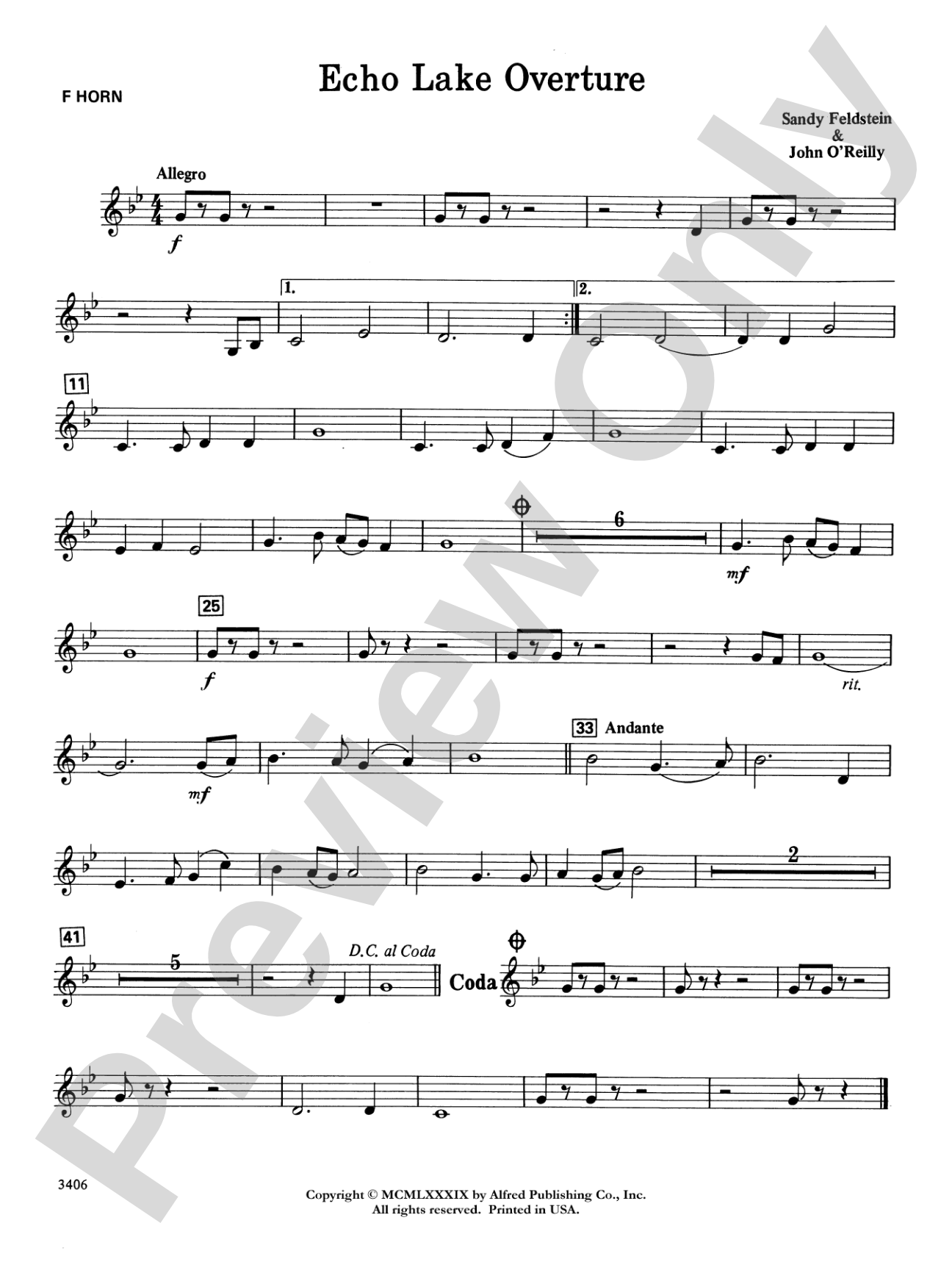 Echo Lake Overture: 1st F Horn
