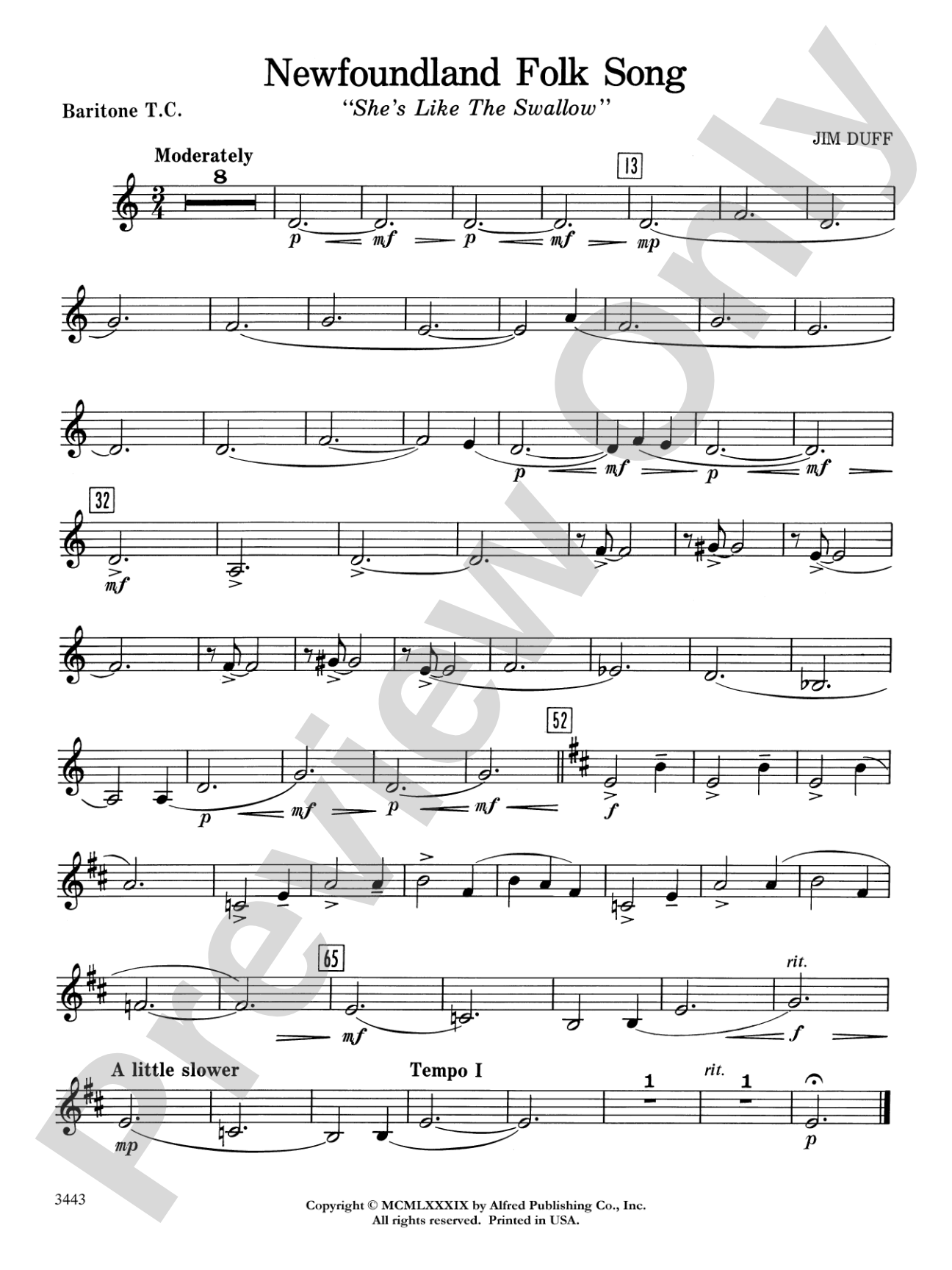Newfoundland Folk Song: Baritone T.C.