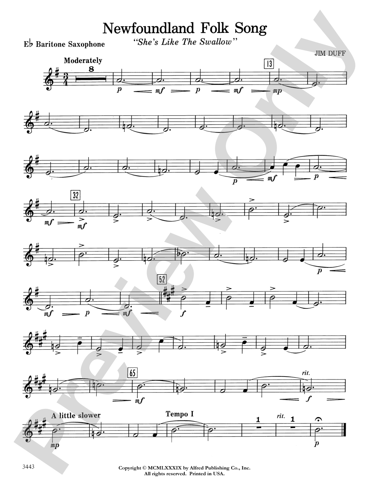 Newfoundland Folk Song: E-flat Baritone Saxophone