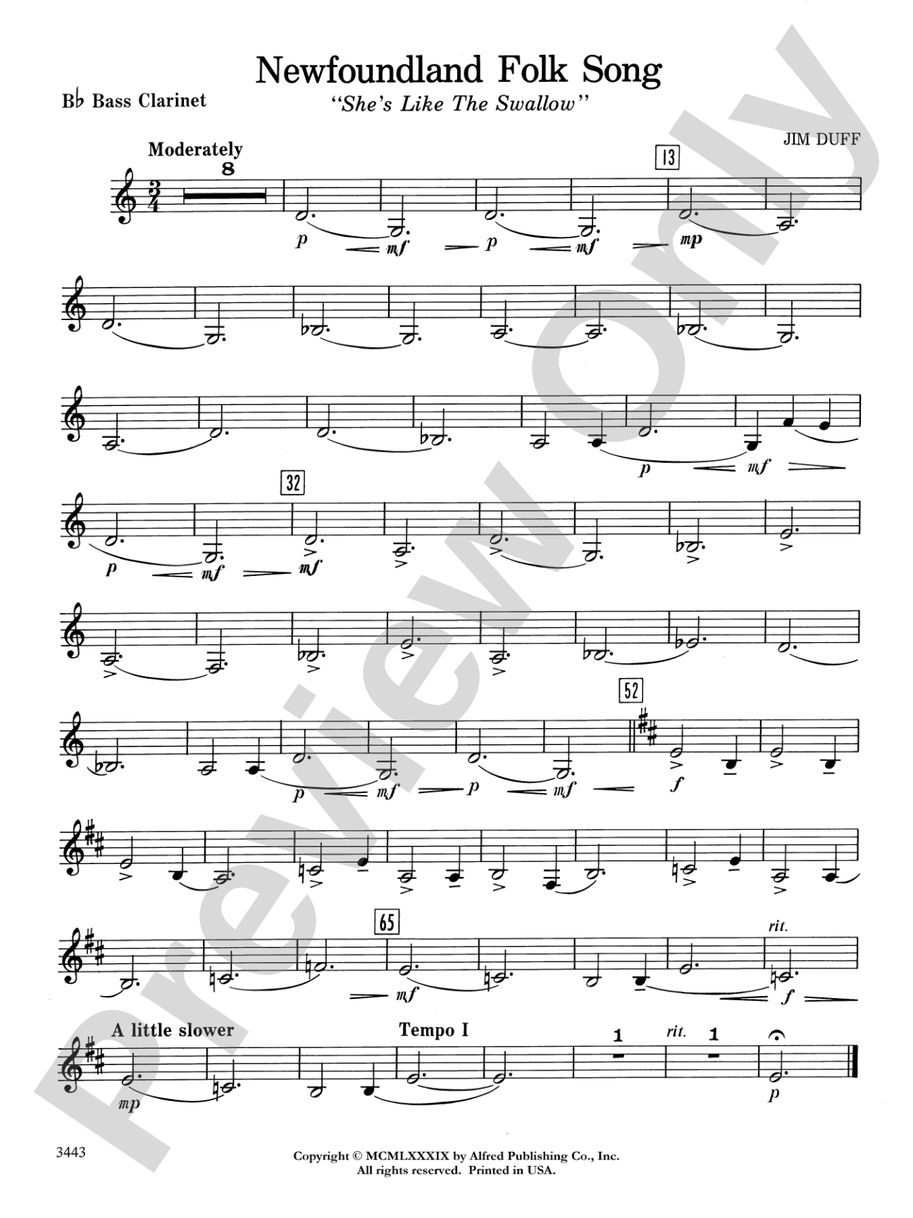 Newfoundland Folk Song: B-flat Bass Clarinet