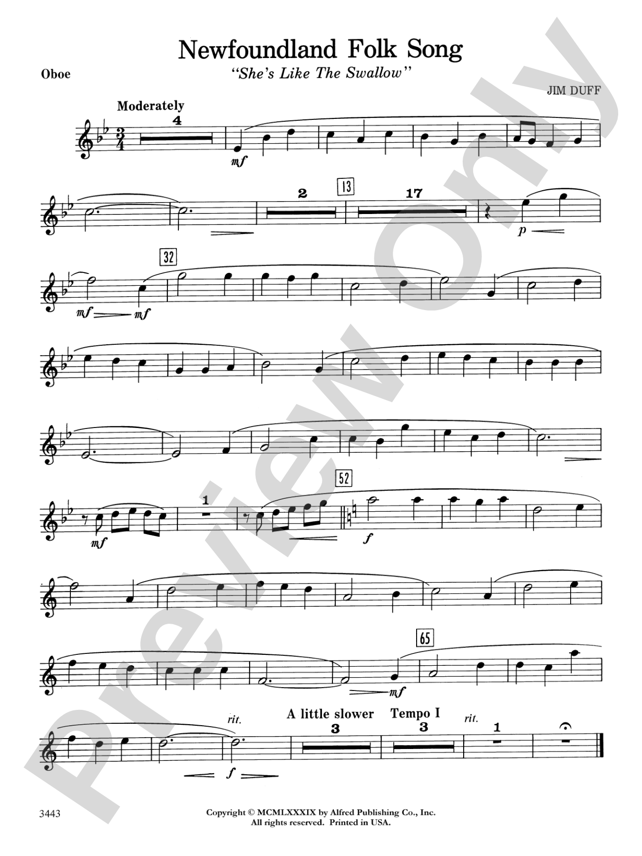 Newfoundland Folk Song: Oboe