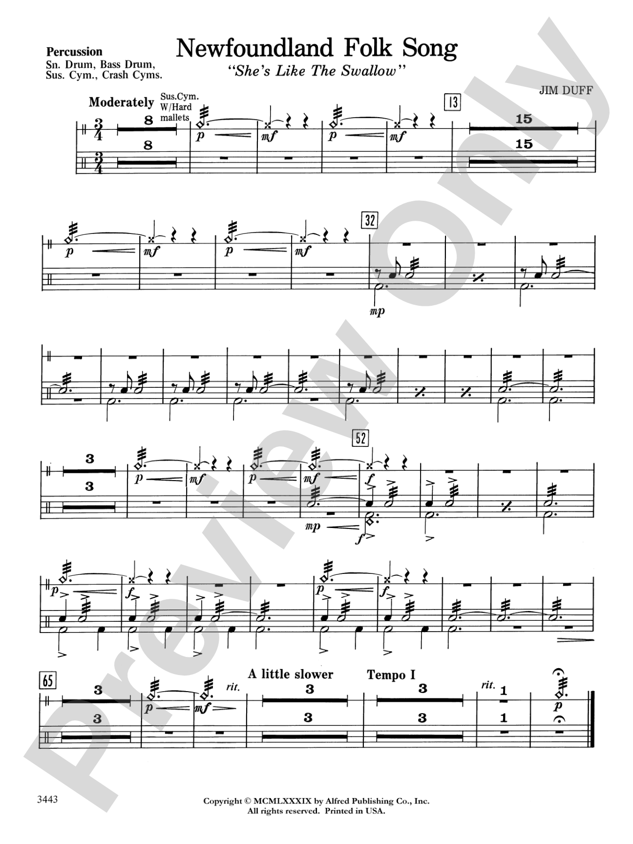 Newfoundland Folk Song: 1st Percussion