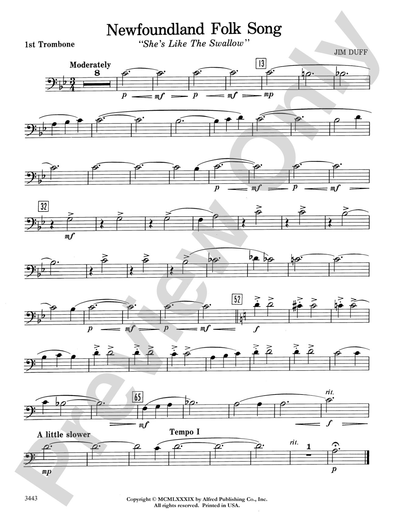 Newfoundland Folk Song: 1st Trombone