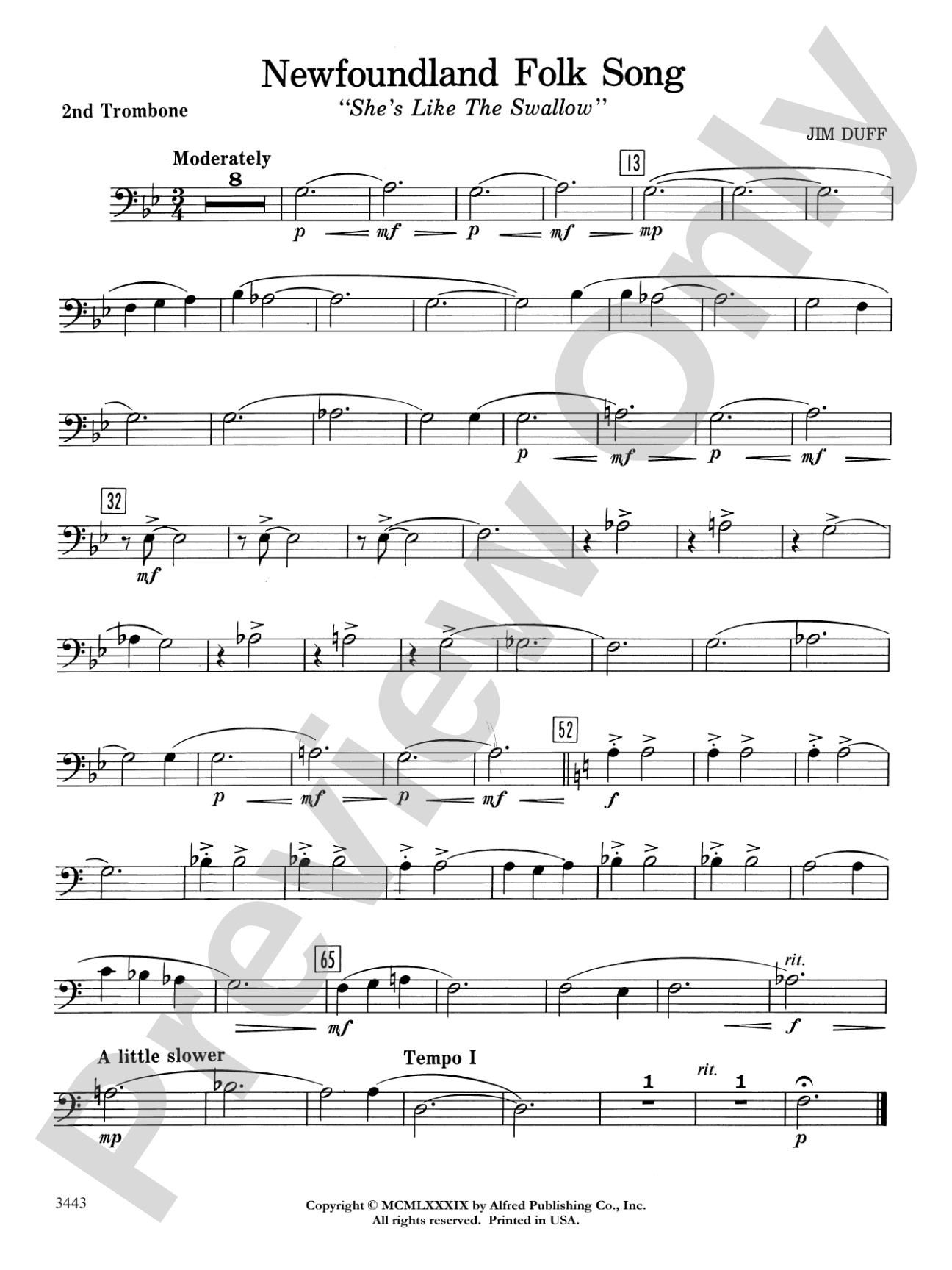 Newfoundland Folk Song: 2nd Trombone