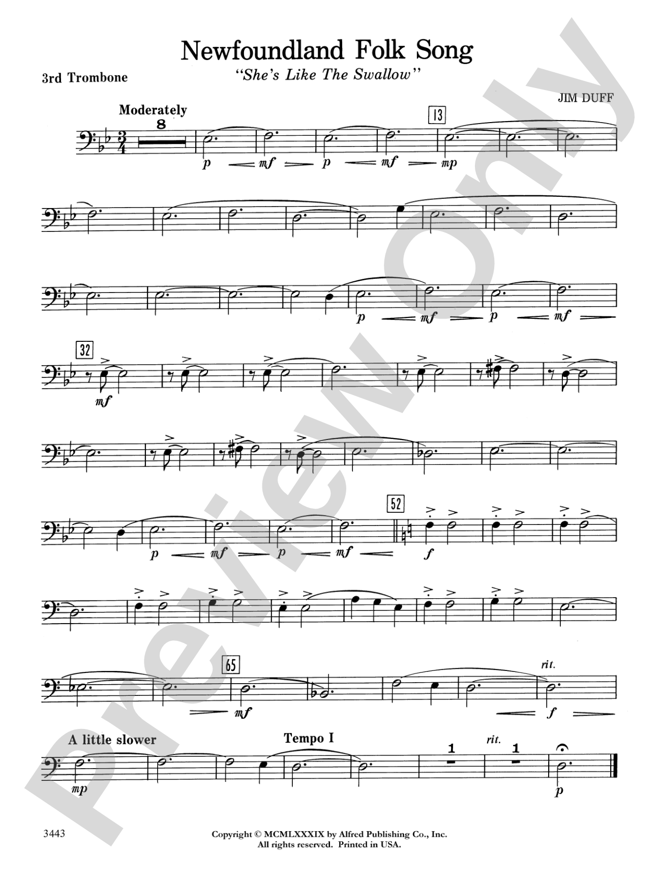 Newfoundland Folk Song: 3rd Trombone