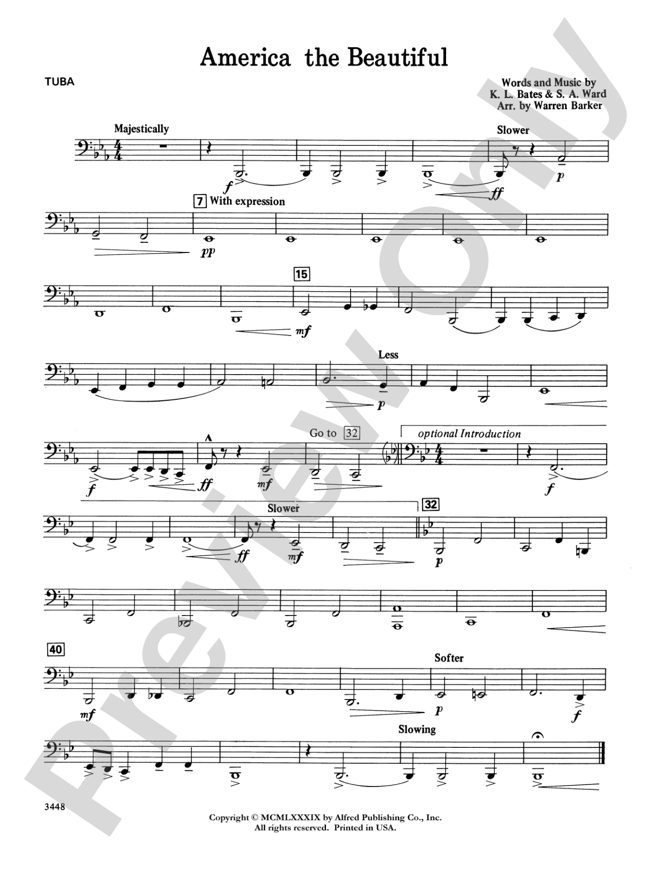 America, the Beautiful (with optional SA/SAB chorus): Tuba