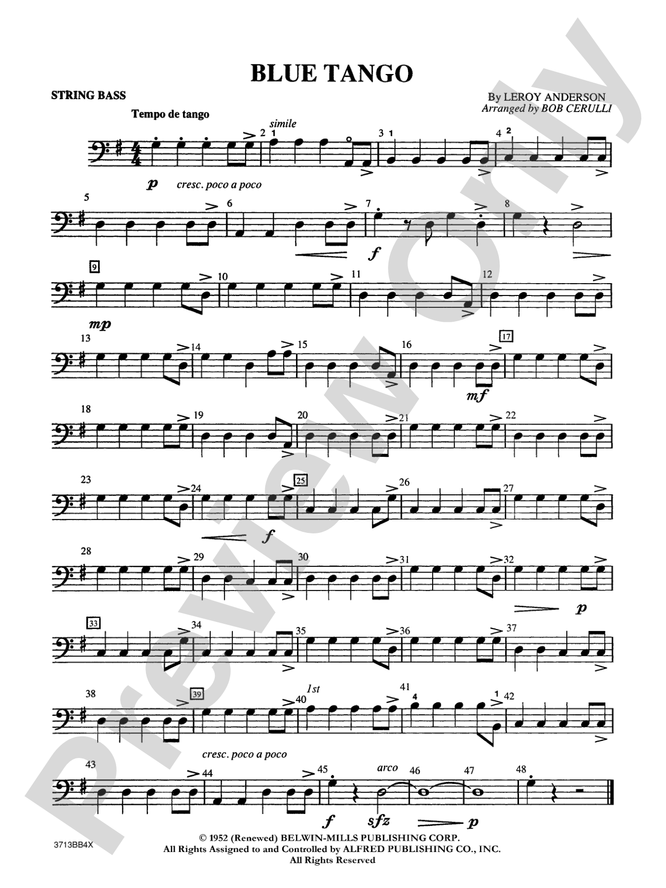Blue Tango: String Bass