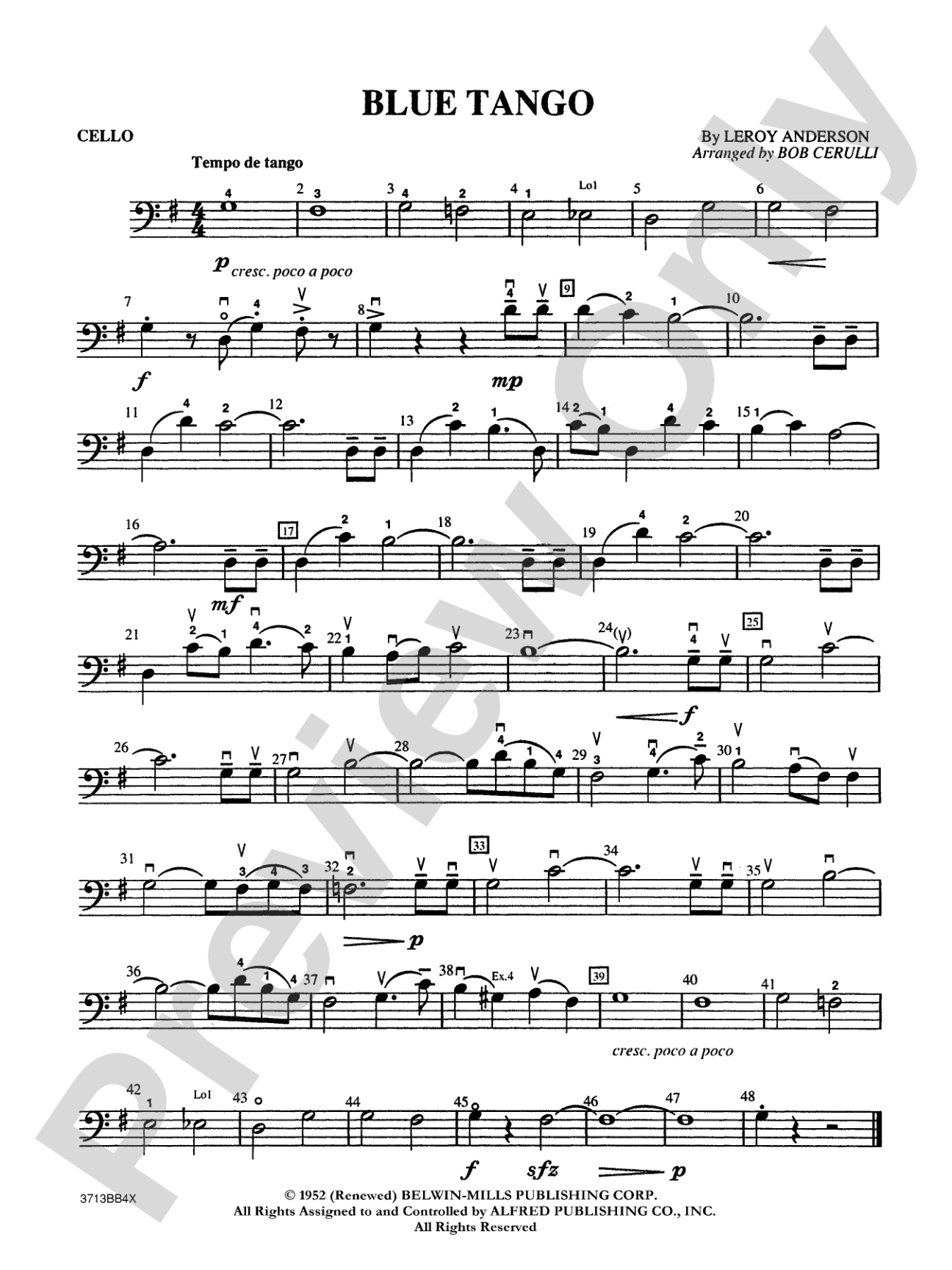 Blue Tango: Cello
