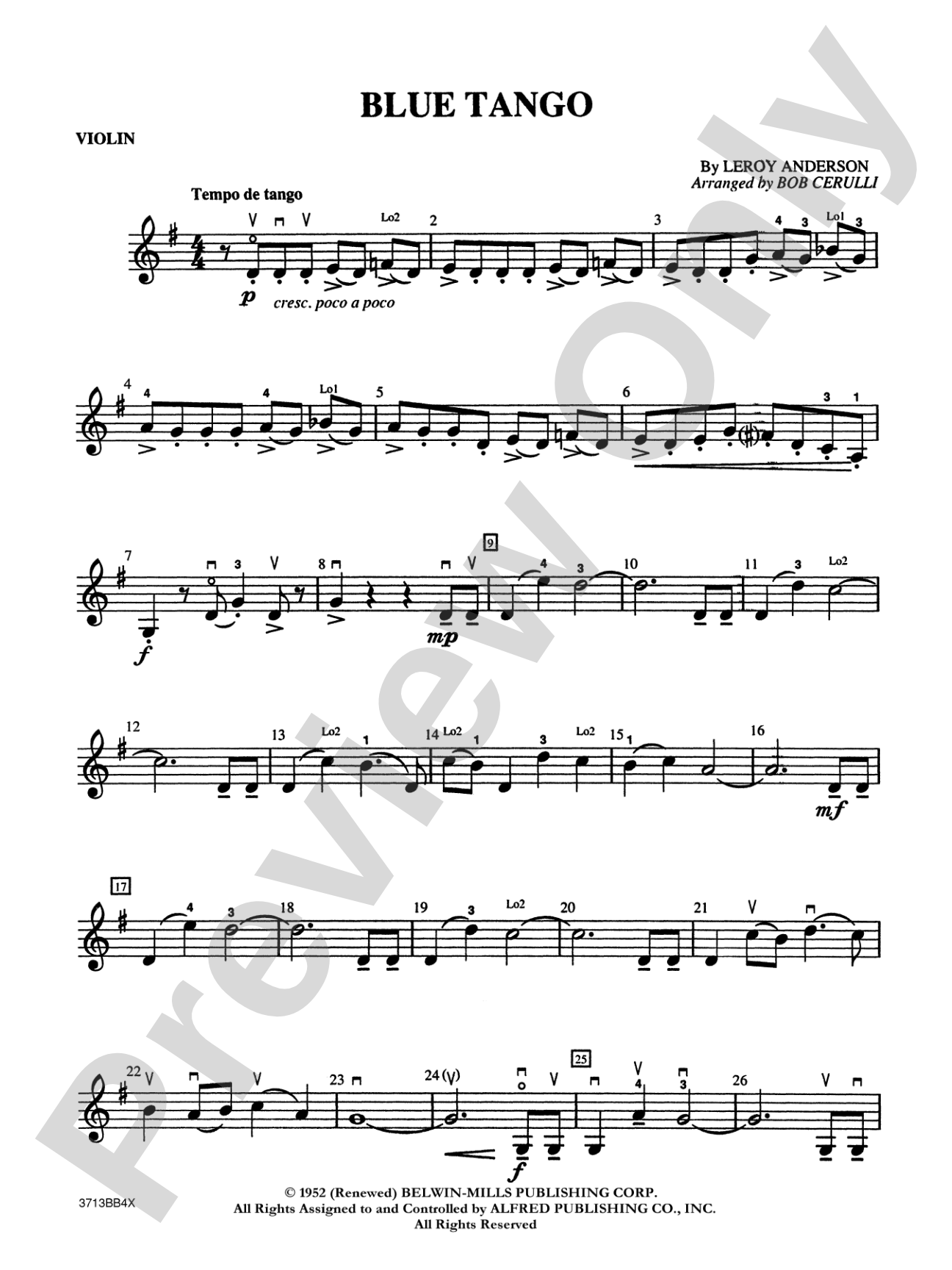 Blue Tango: 1st Violin