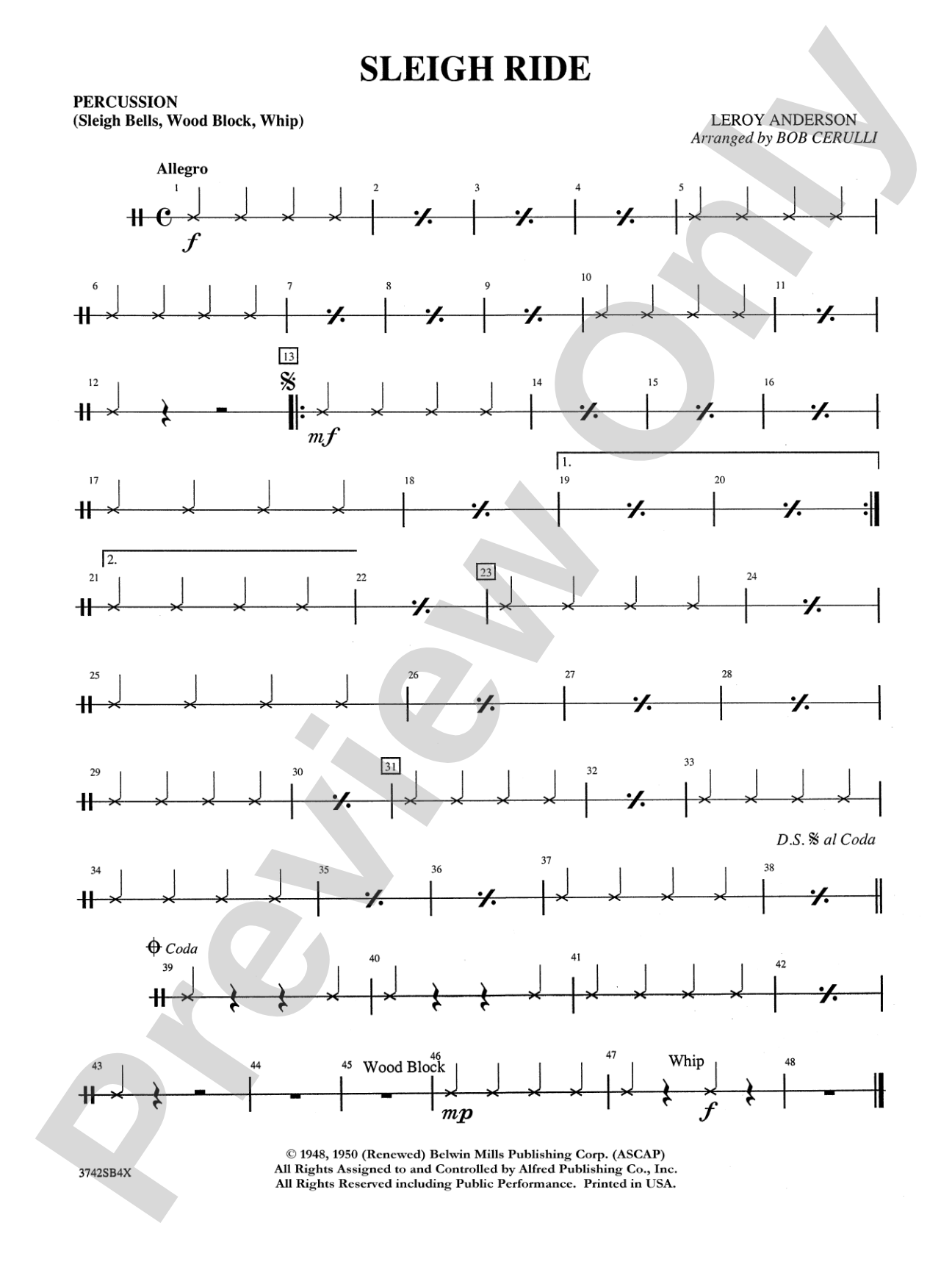 Sleigh Ride: 1st Percussion