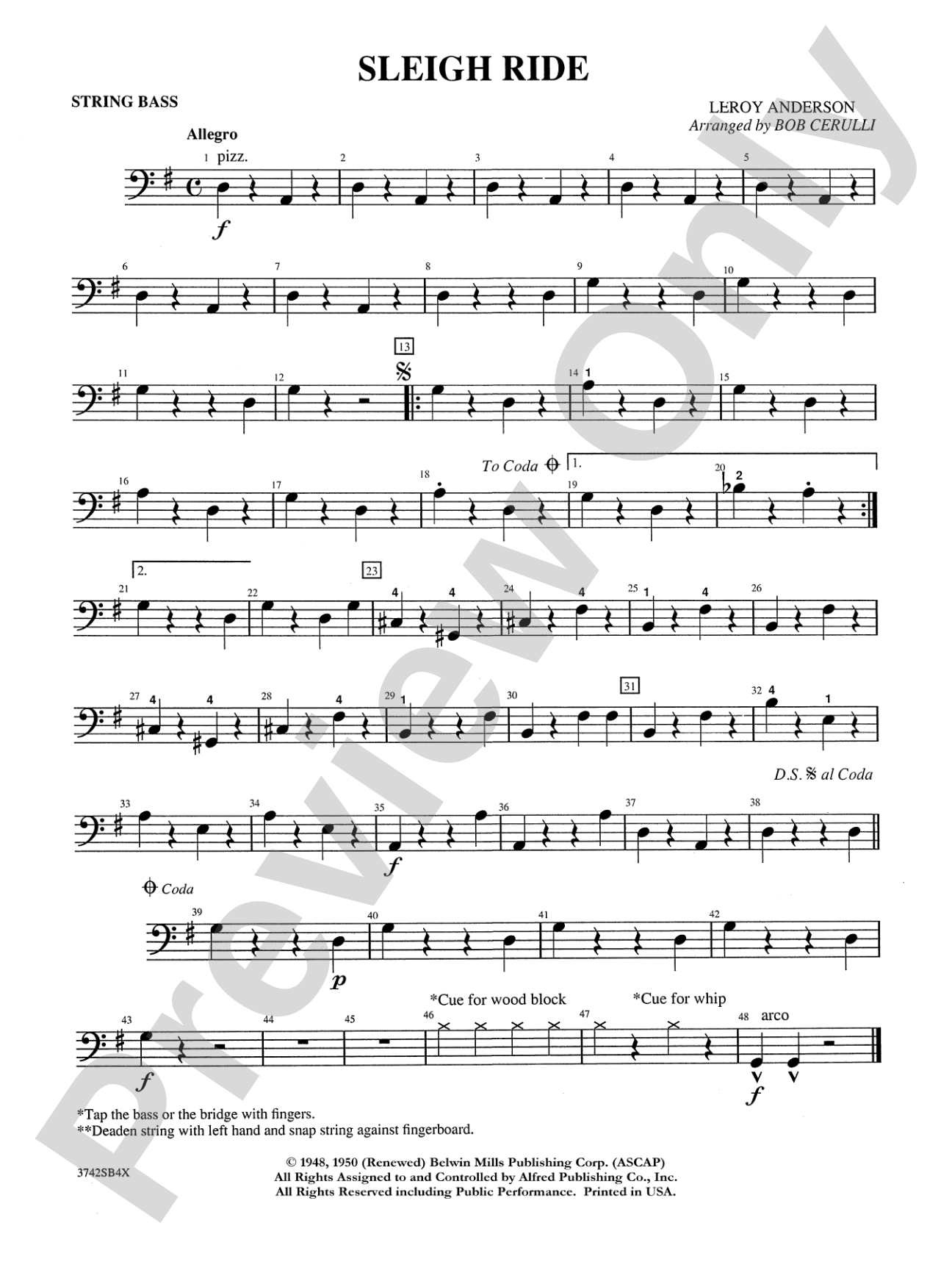 Sleigh Ride: String Bass