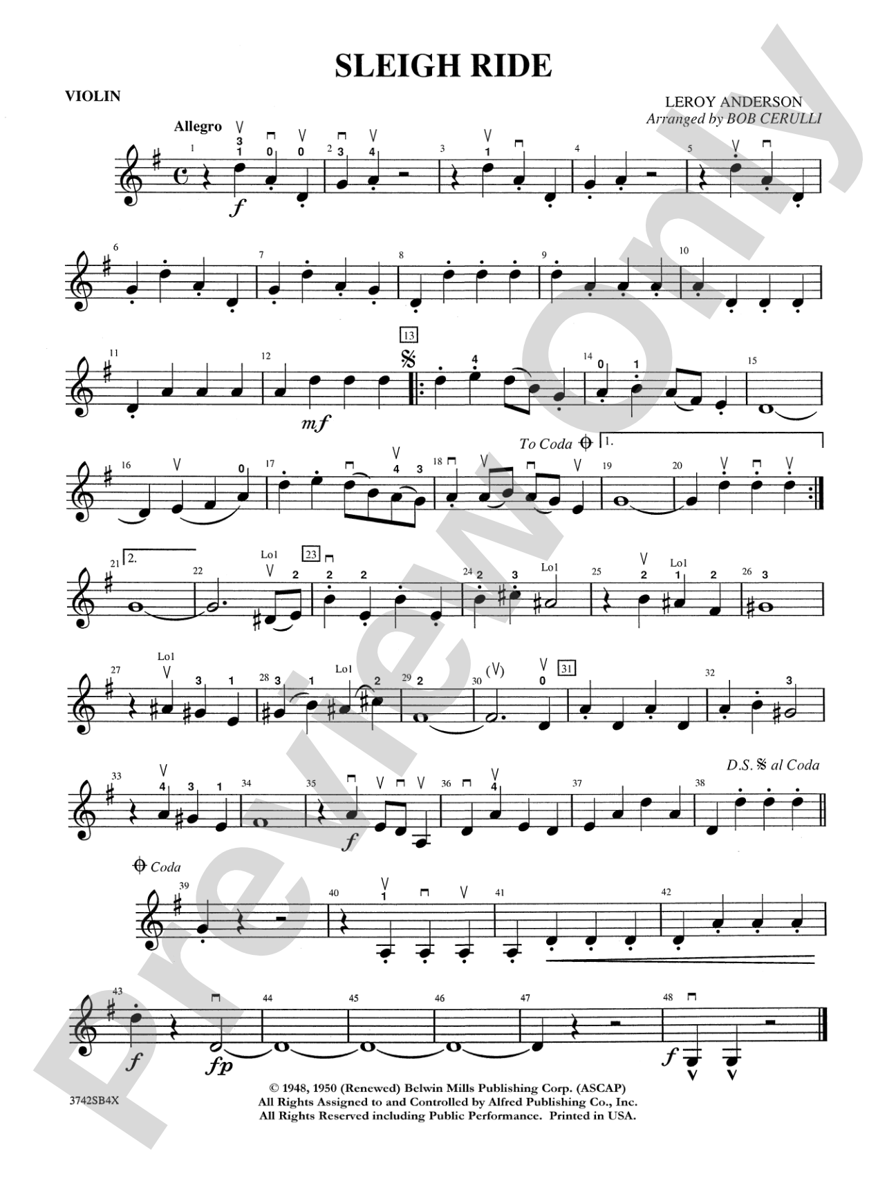 Sleigh Ride: 1st Violin