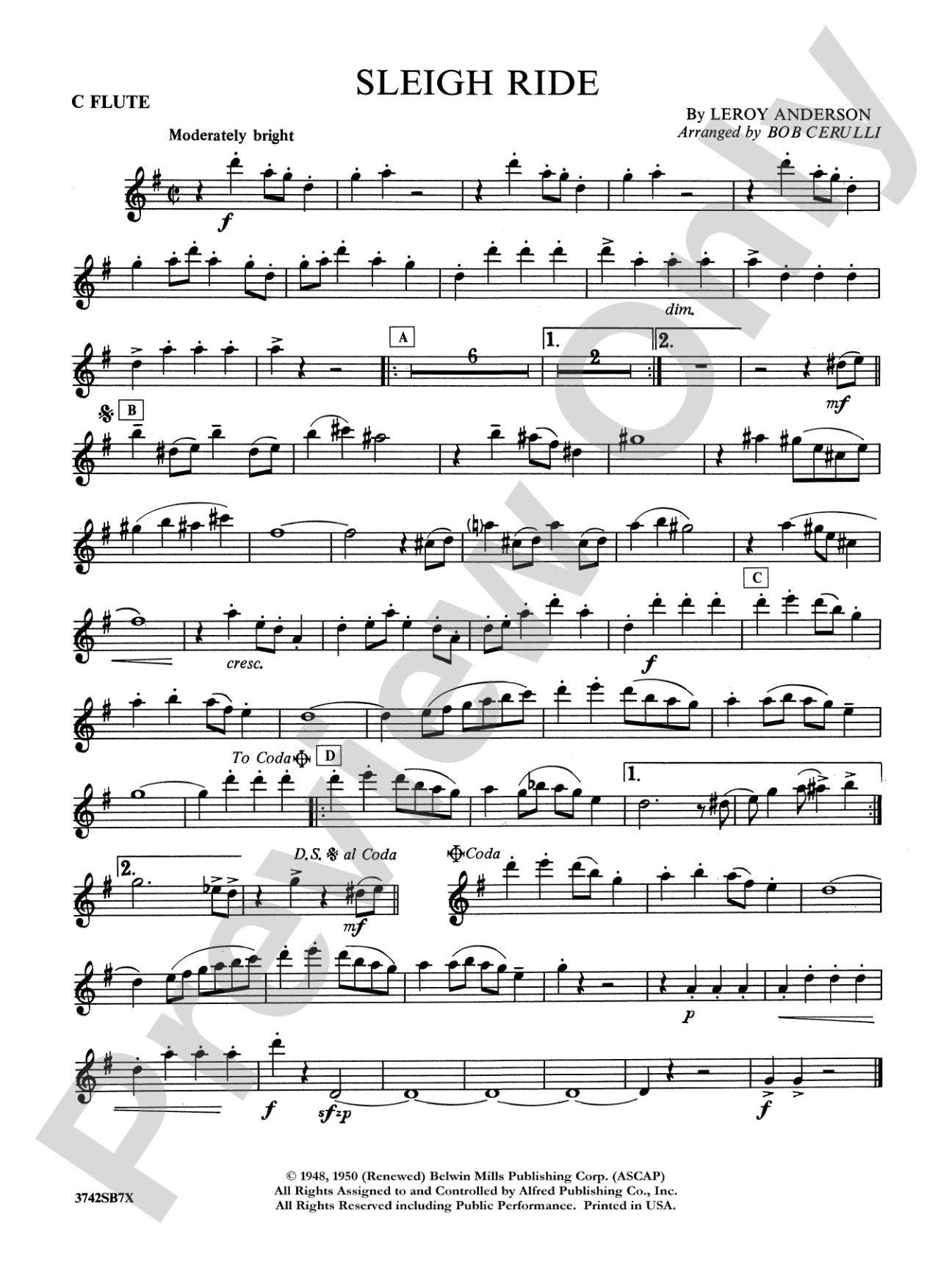 Sleigh Ride: Flute