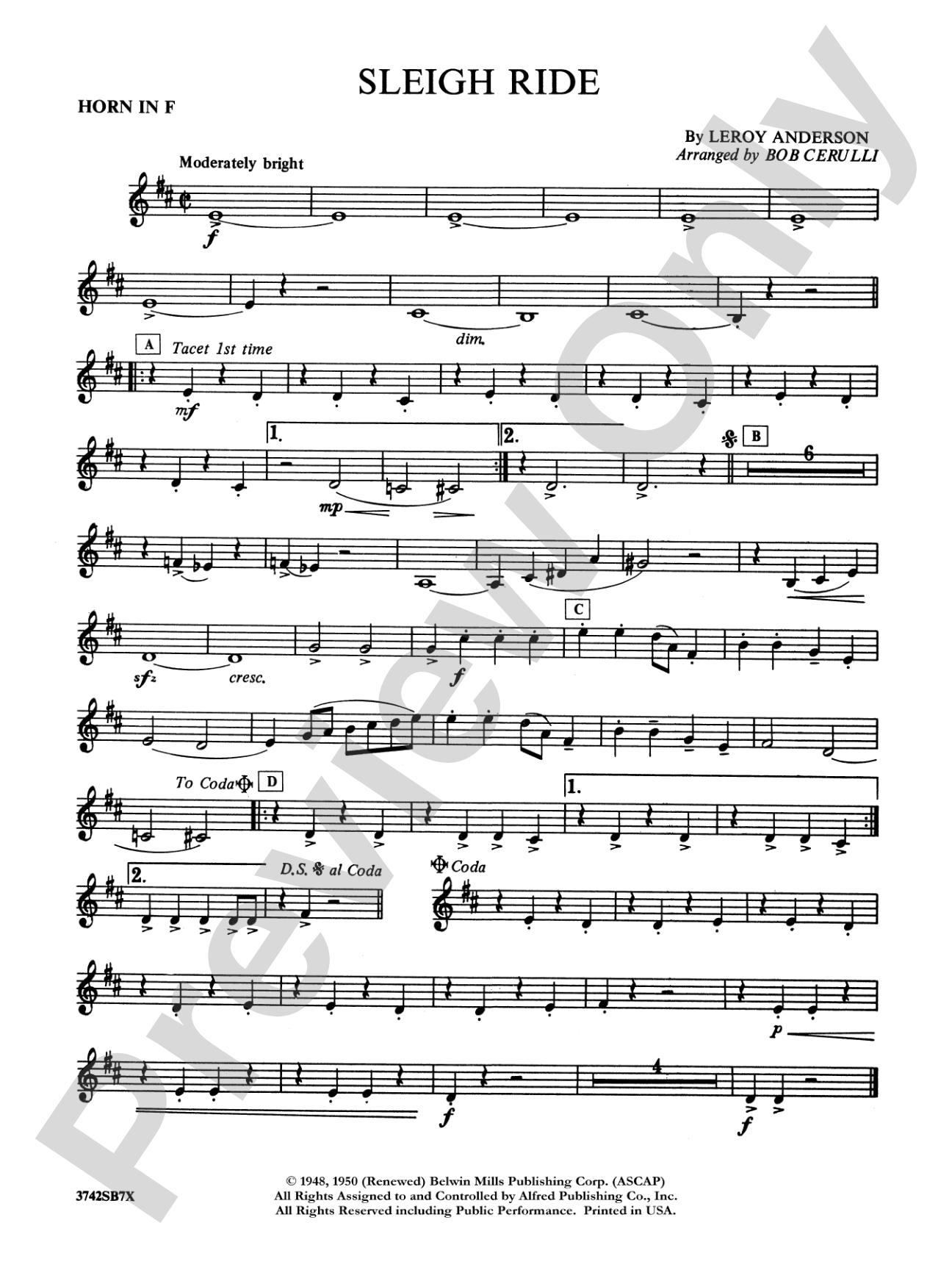 Sleigh Ride: 1st F Horn