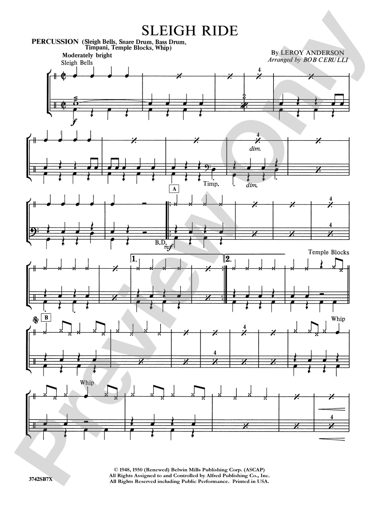 Sleigh Ride: 1st Percussion