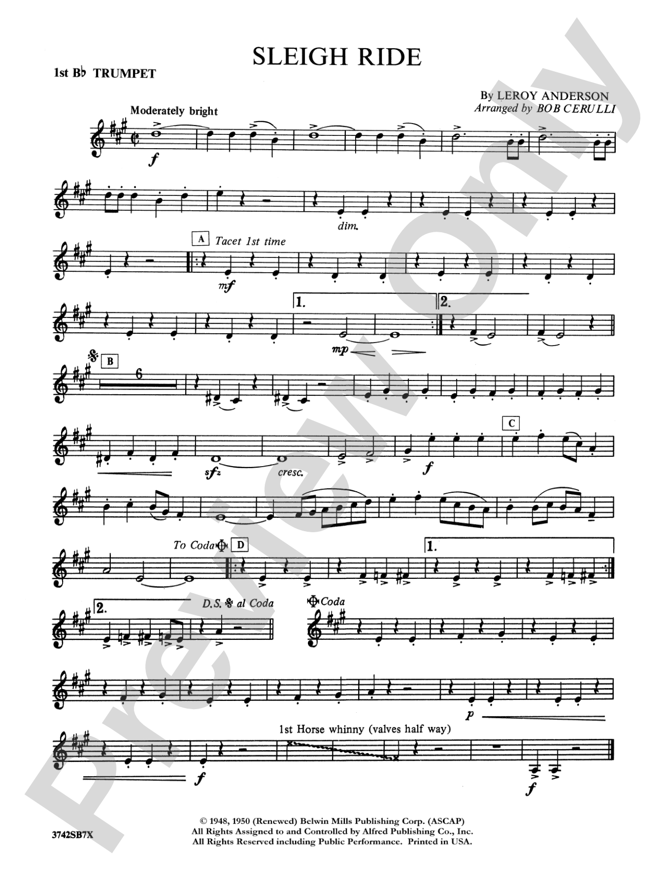 Sleigh Ride: 1st B-flat Trumpet