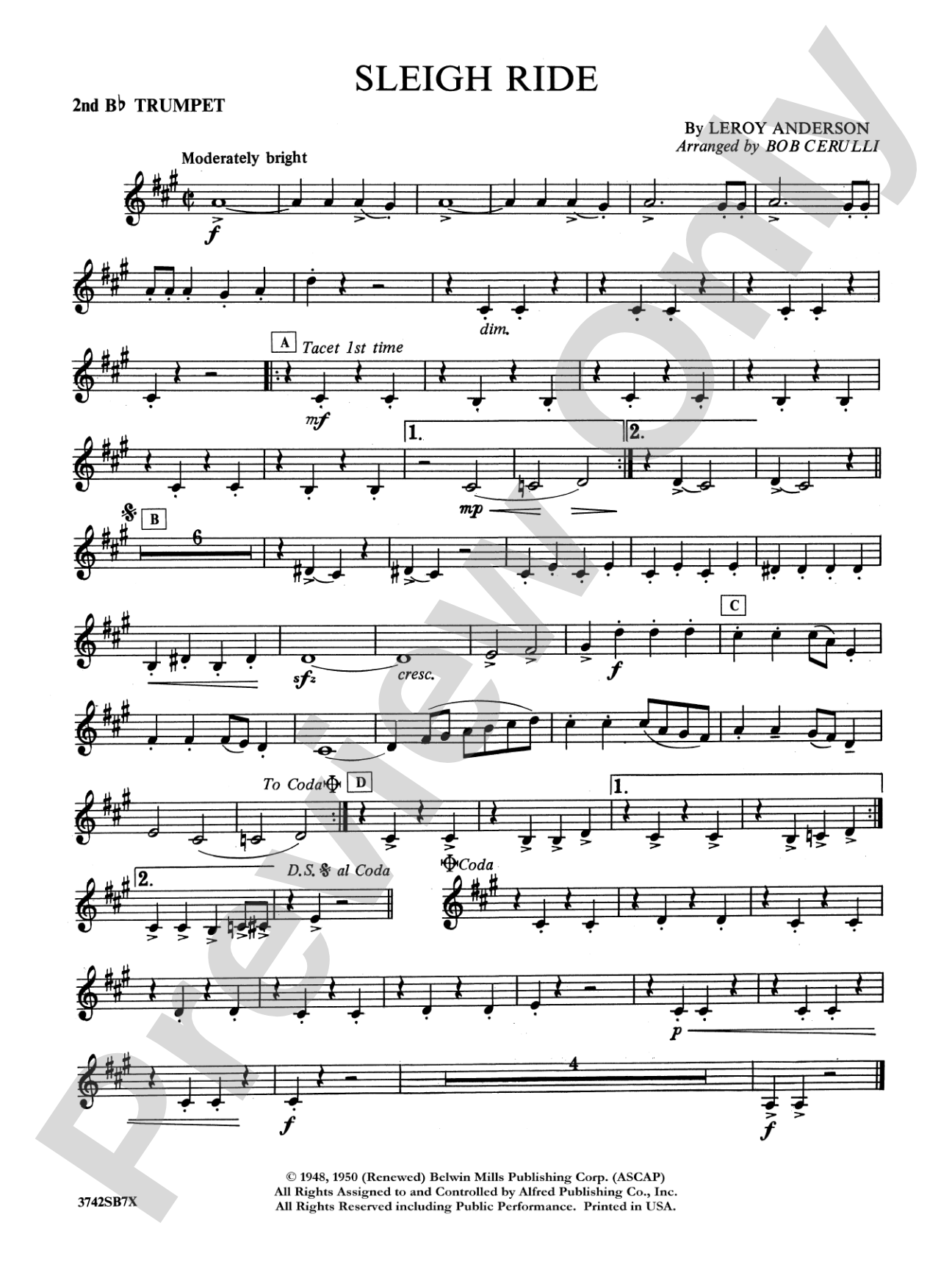 Sleigh Ride: 2nd B-flat Trumpet