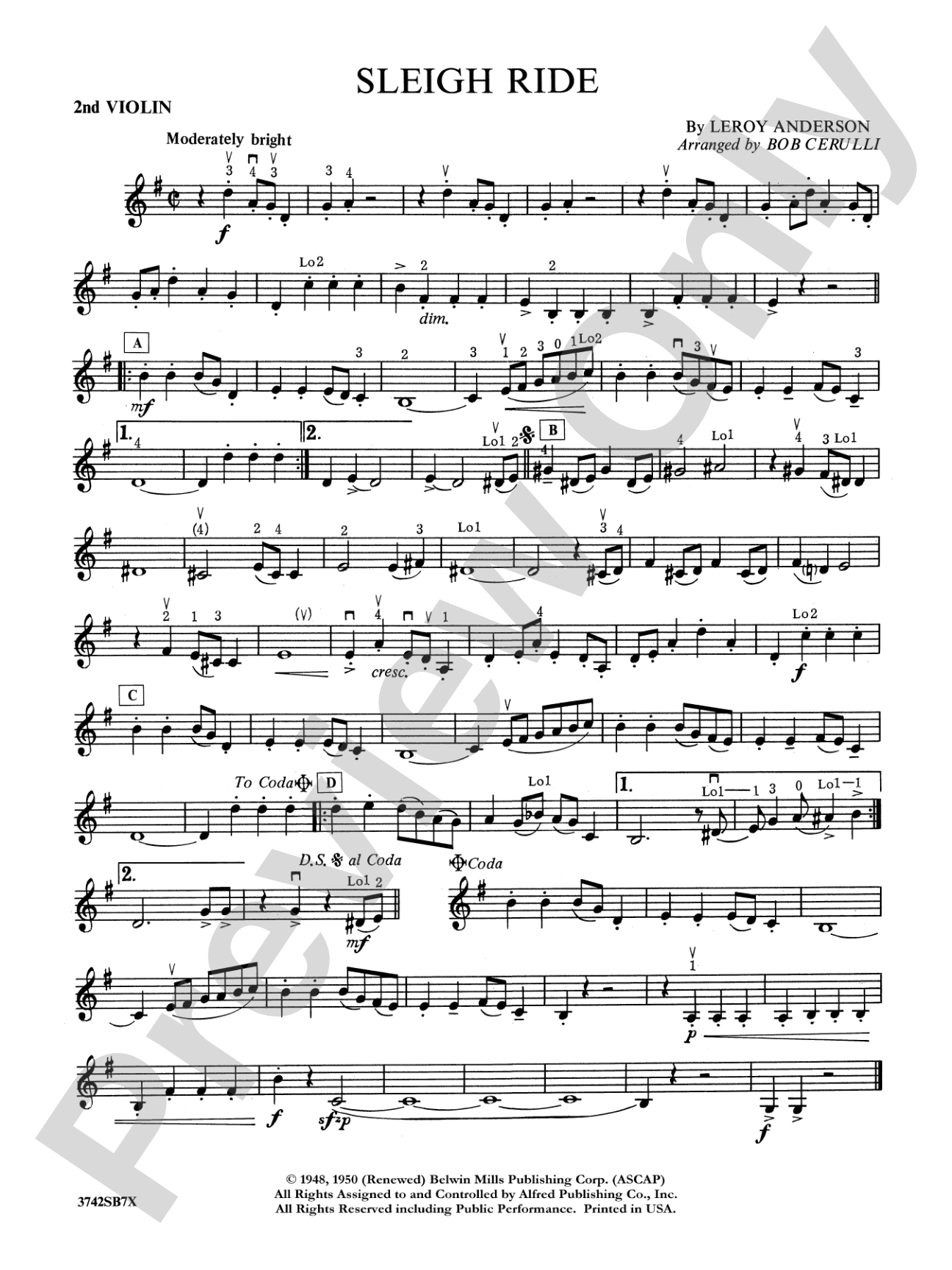 Sleigh Ride: 2nd Violin