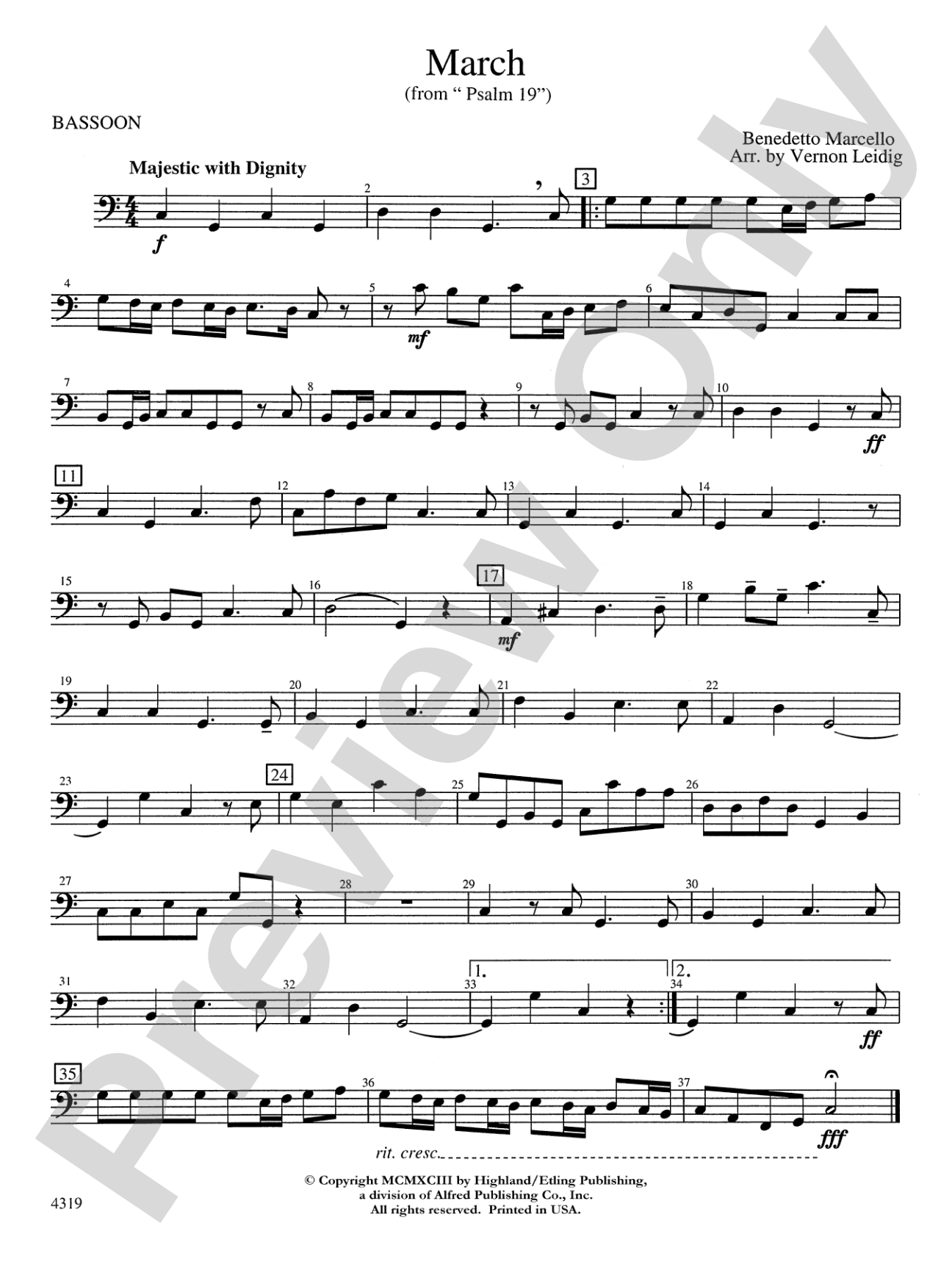 March from "Psalm 19": Bassoon