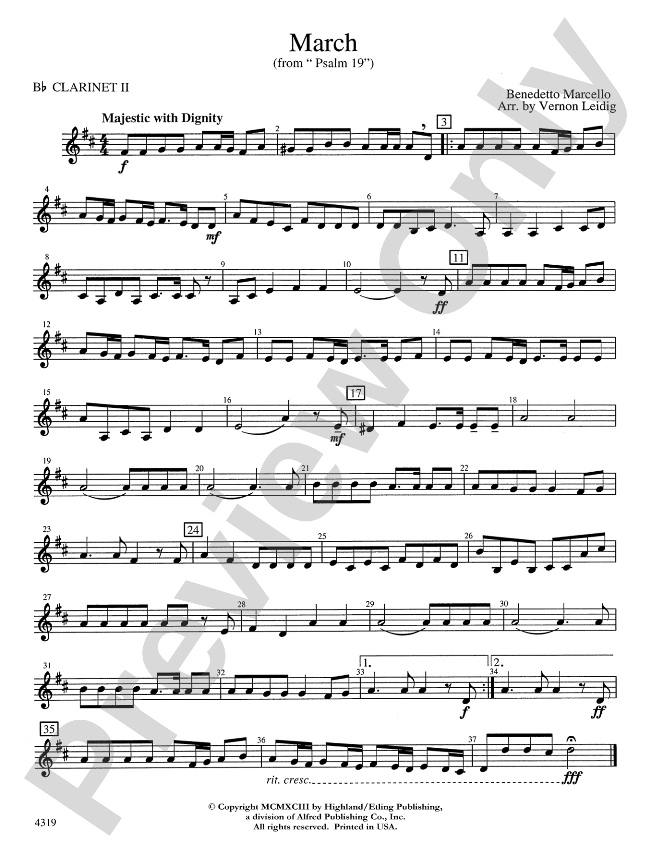 March from "Psalm 19": 2nd B-flat Clarinet