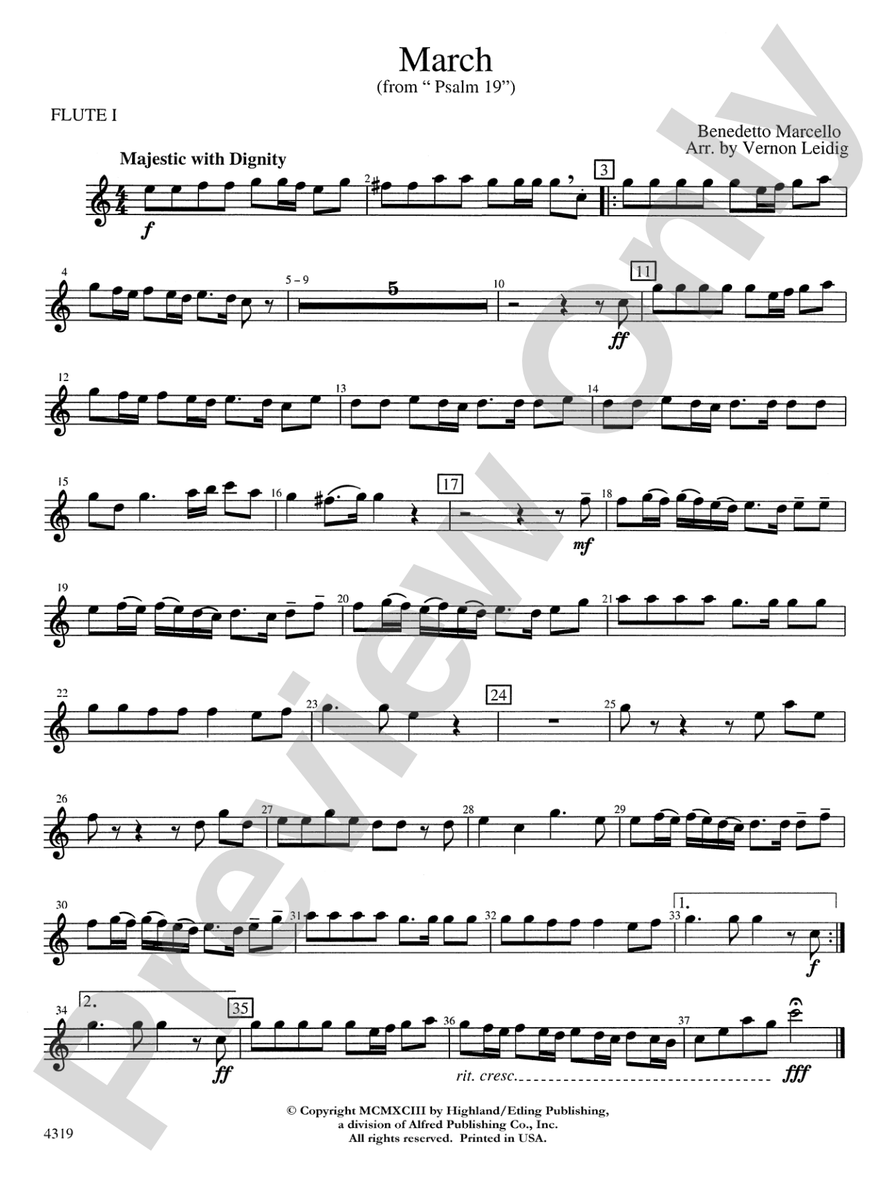 March from "Psalm 19": Flute