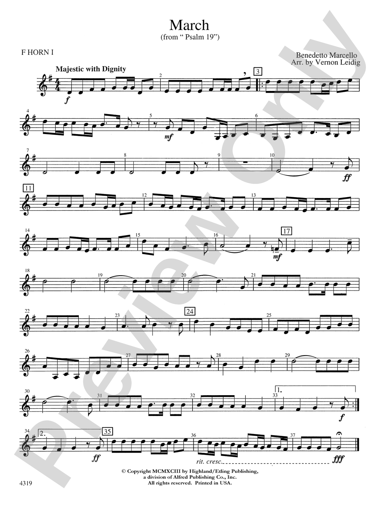 March from "Psalm 19": 1st F Horn