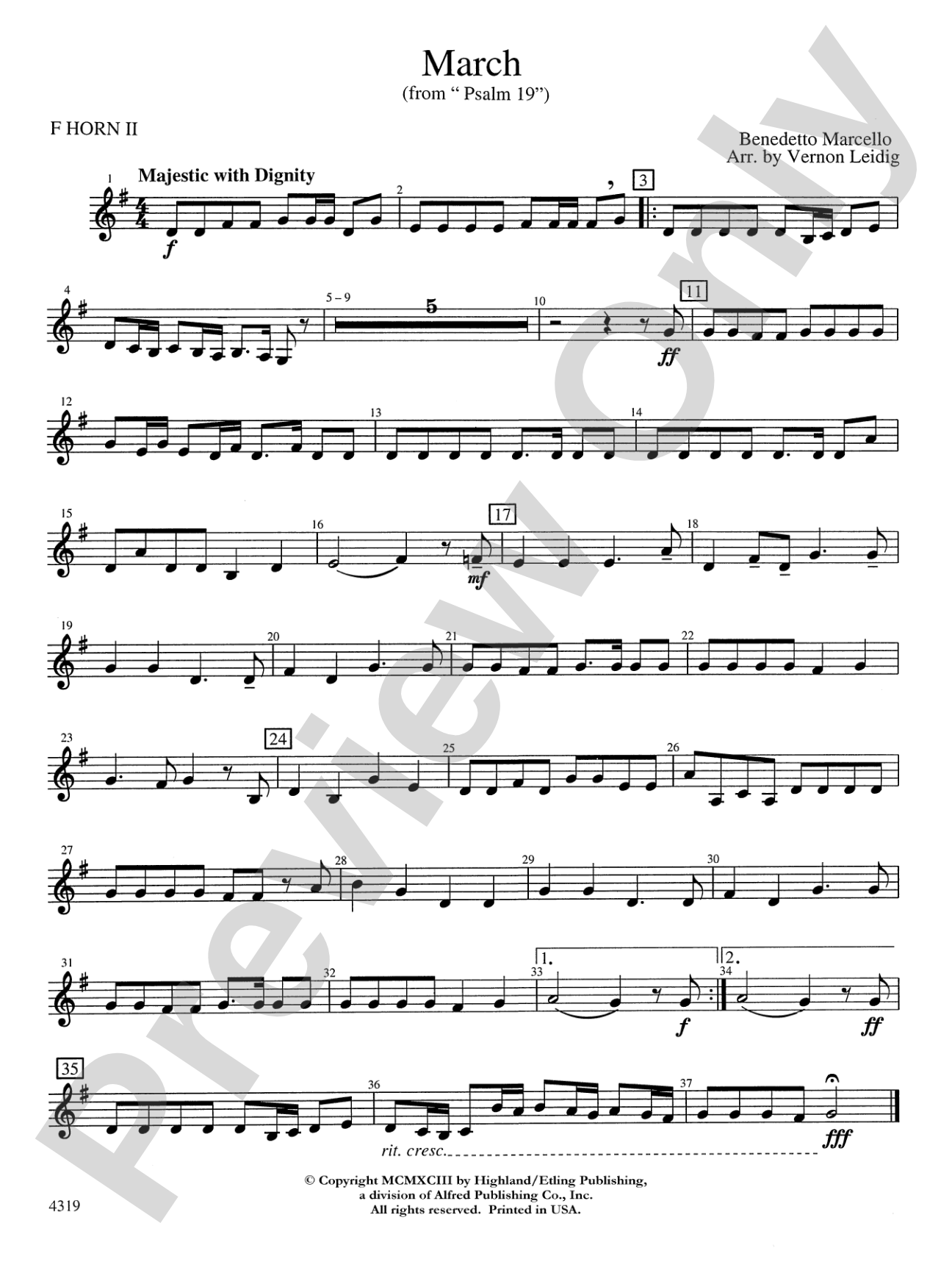 March from "Psalm 19": 2nd F Horn