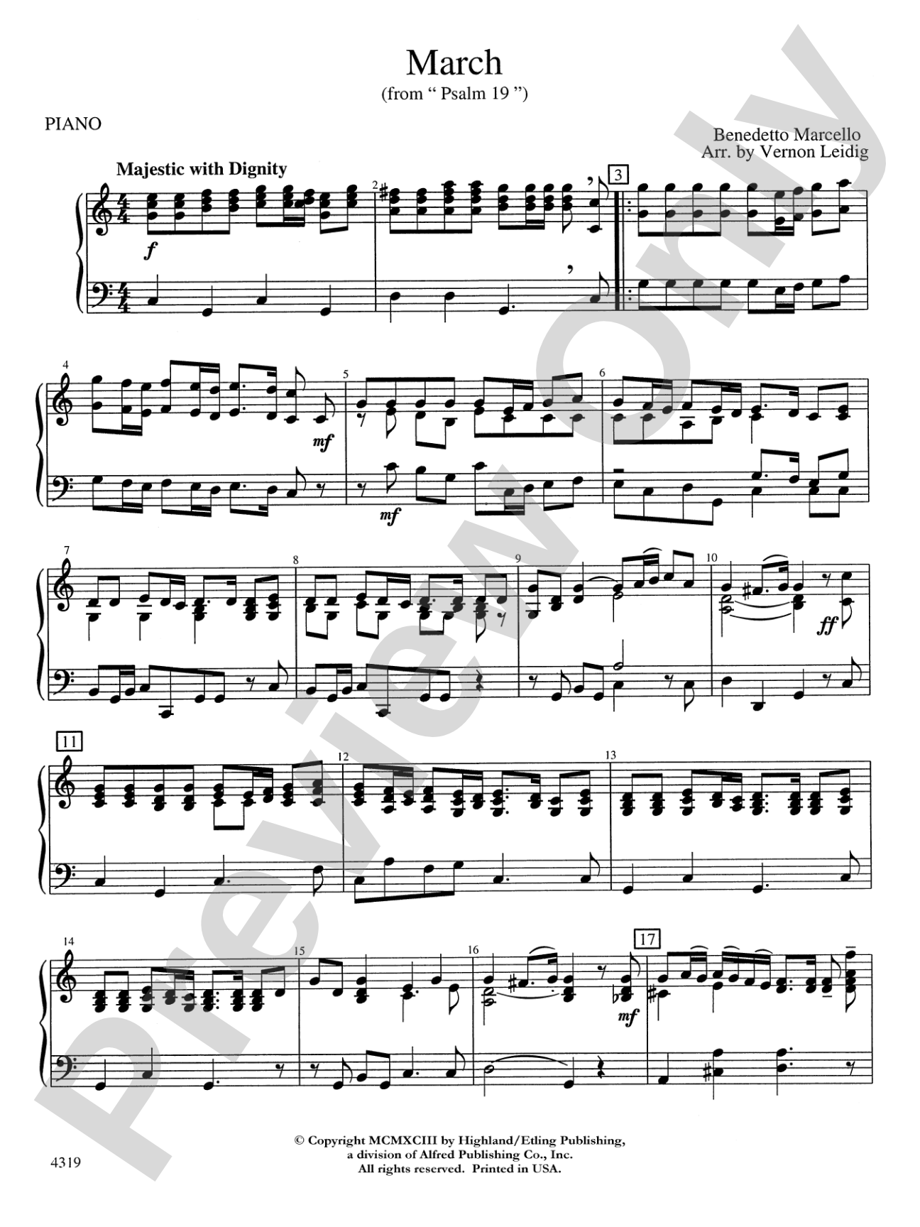 March from "Psalm 19": Piano Accompaniment