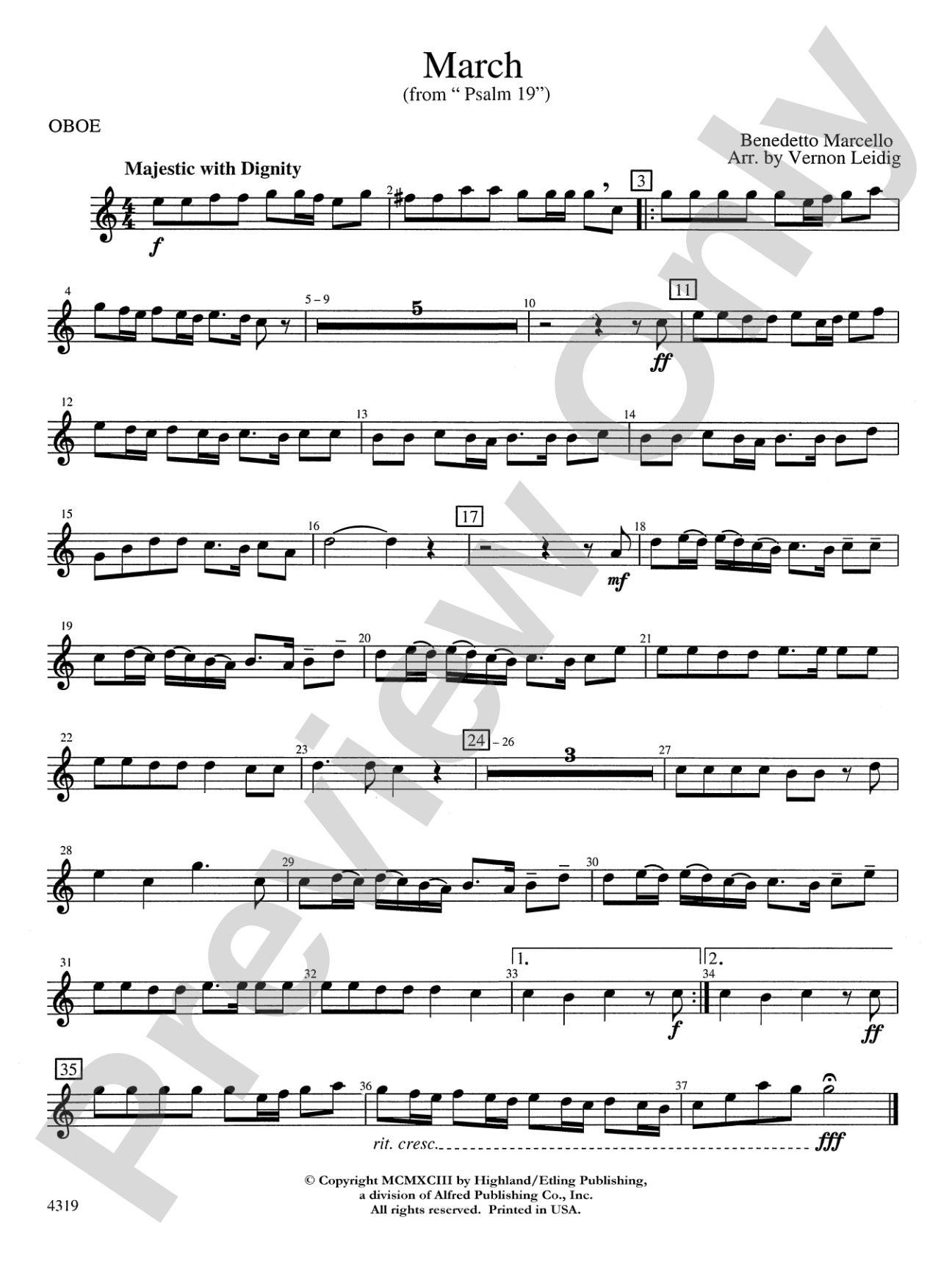 March from "Psalm 19": Oboe