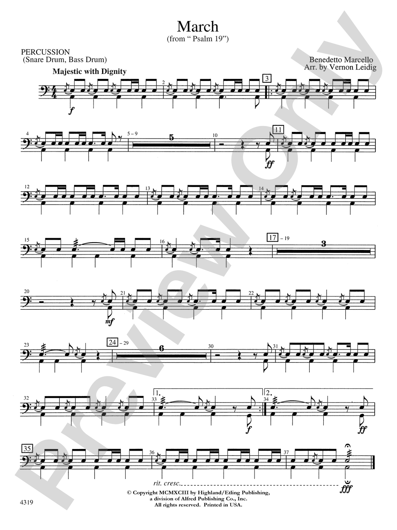 March from "Psalm 19": 1st Percussion