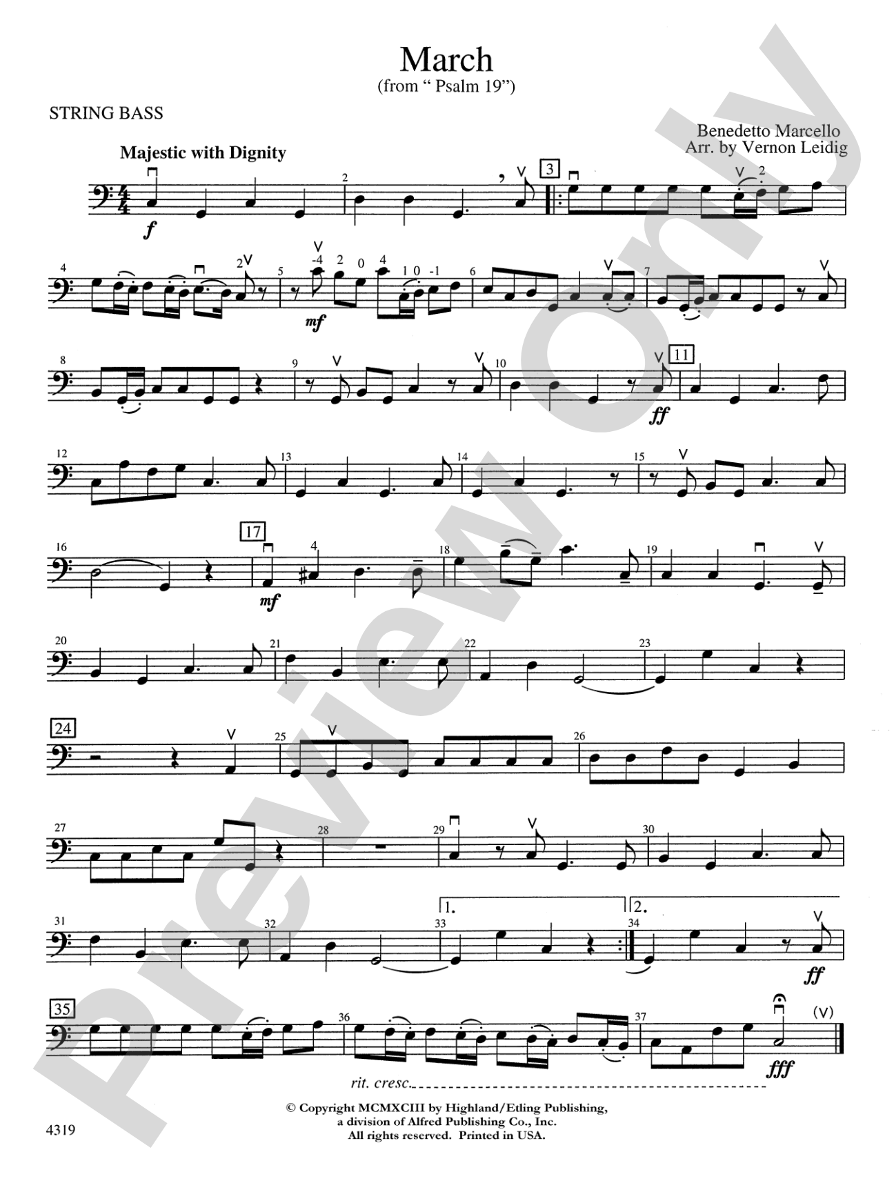 March from "Psalm 19": String Bass