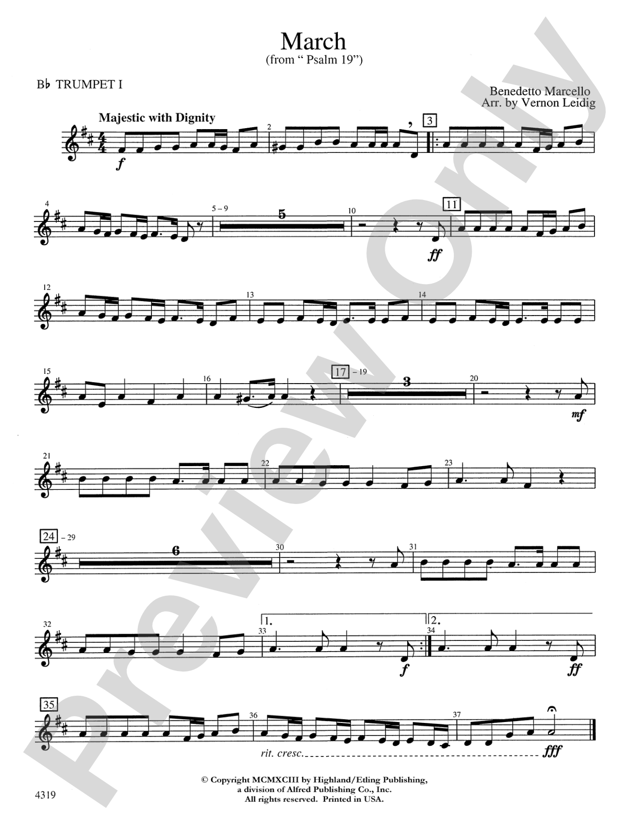 March from "Psalm 19": 1st B-flat Trumpet