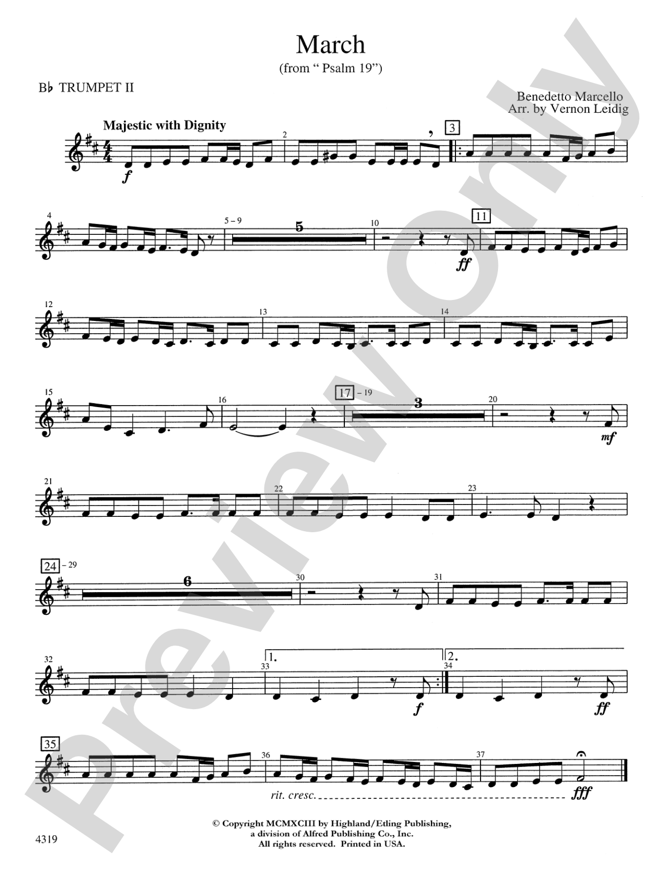 March from "Psalm 19": 2nd B-flat Trumpet