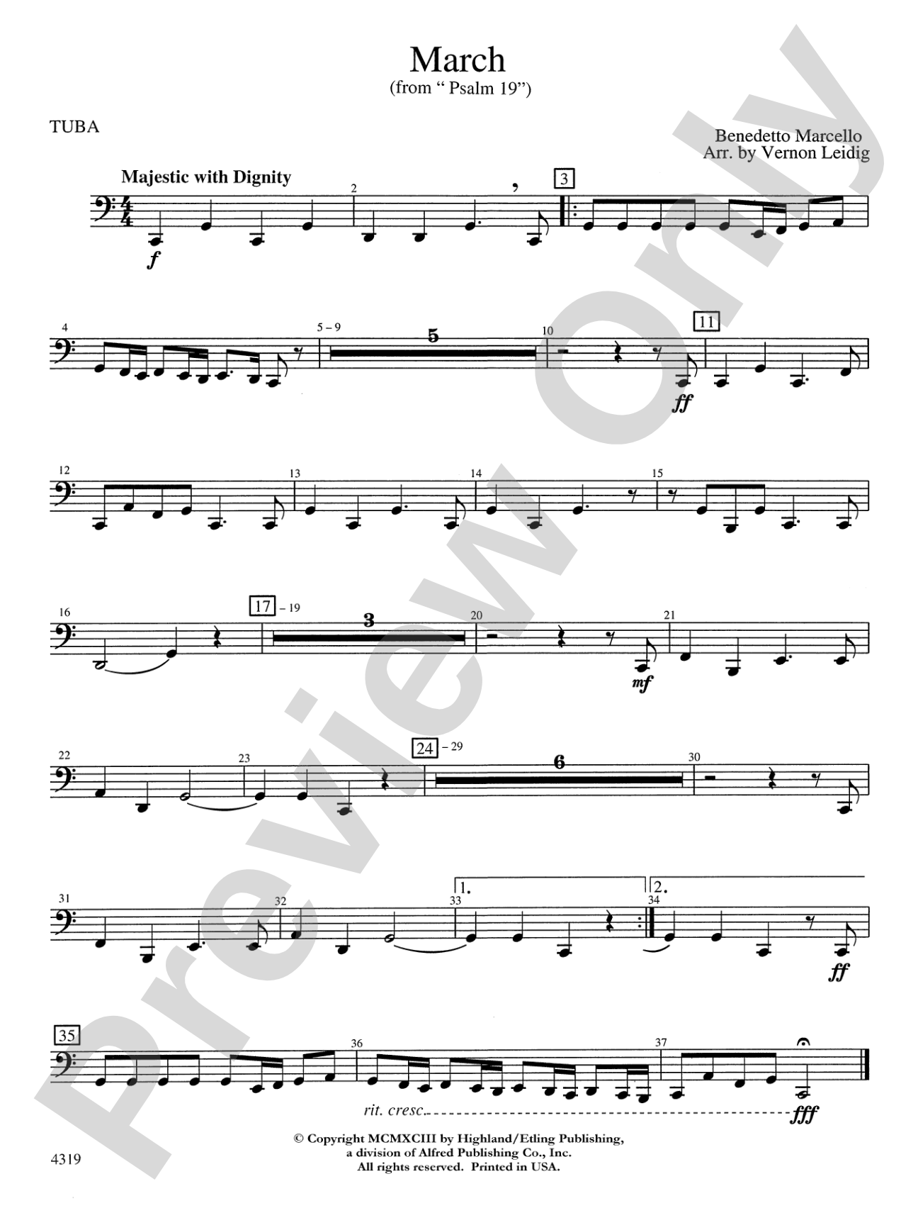 March from "Psalm 19": Tuba