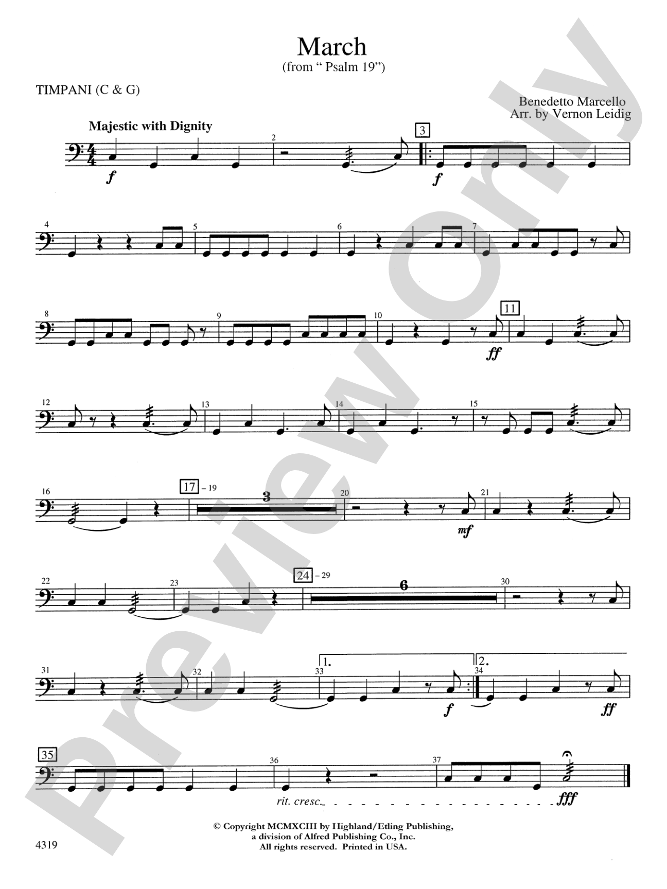 March from "Psalm 19": Timpani