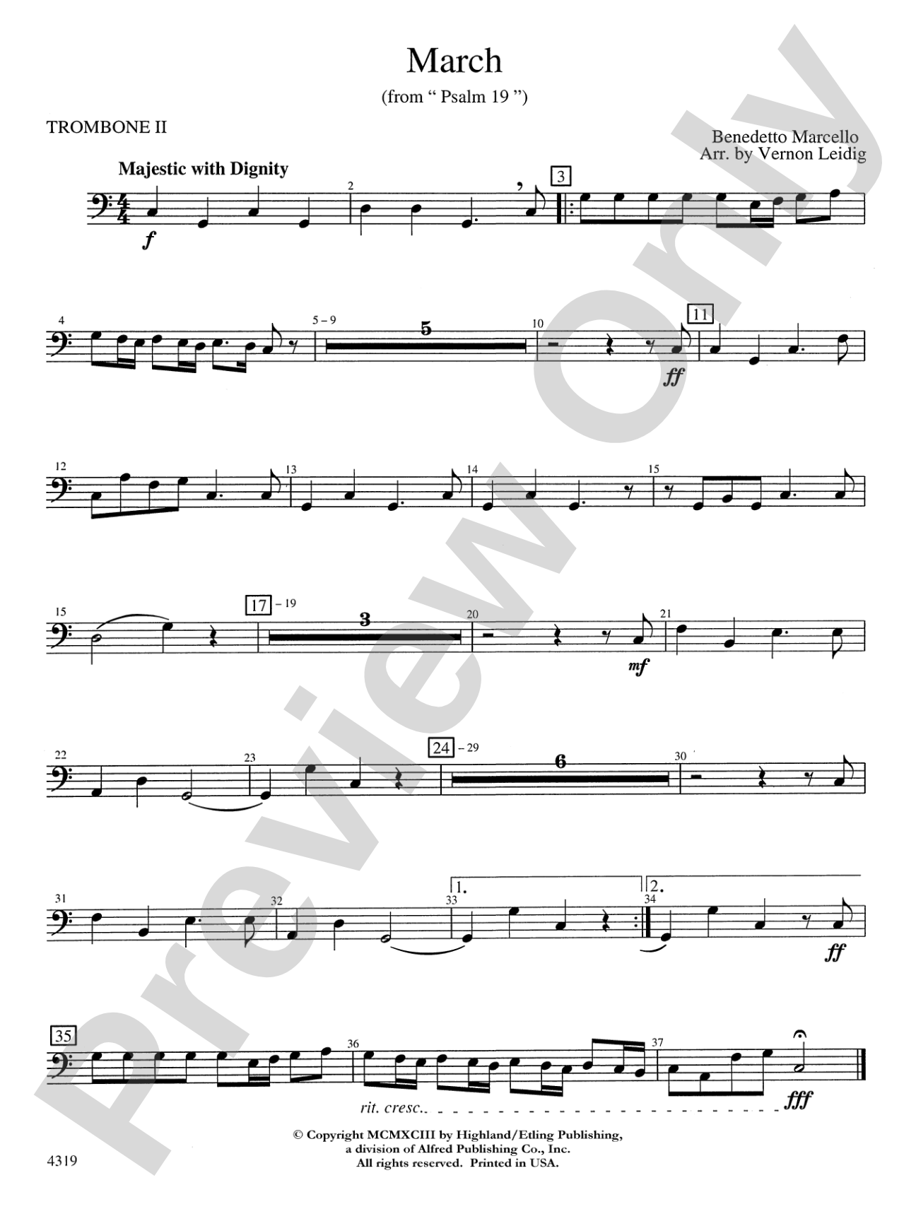 March from "Psalm 19": 2nd Trombone