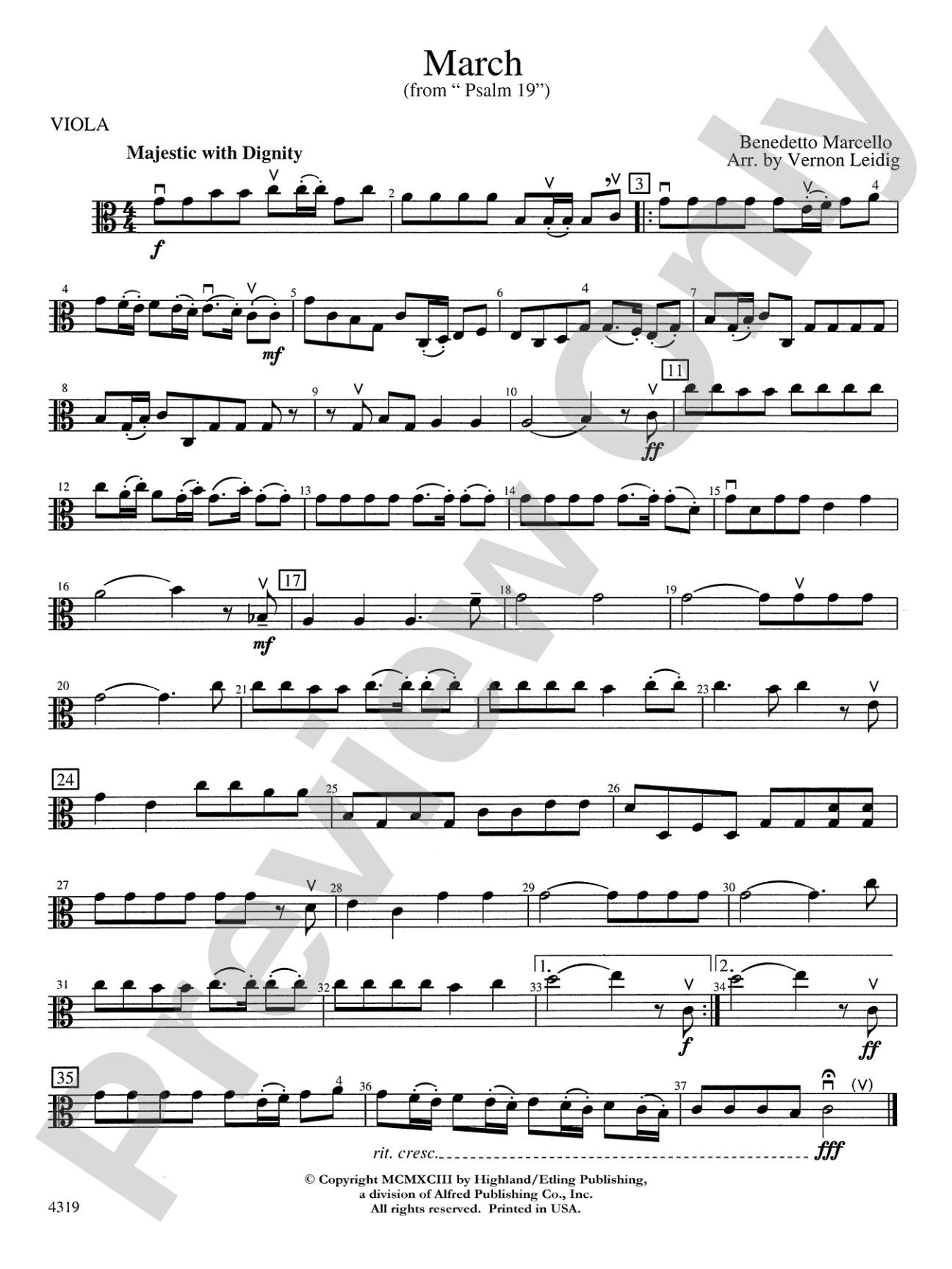 March from "Psalm 19": Viola