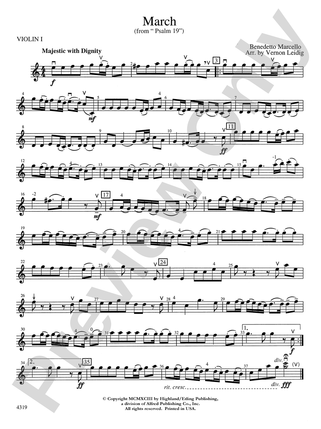 March from "Psalm 19": 1st Violin