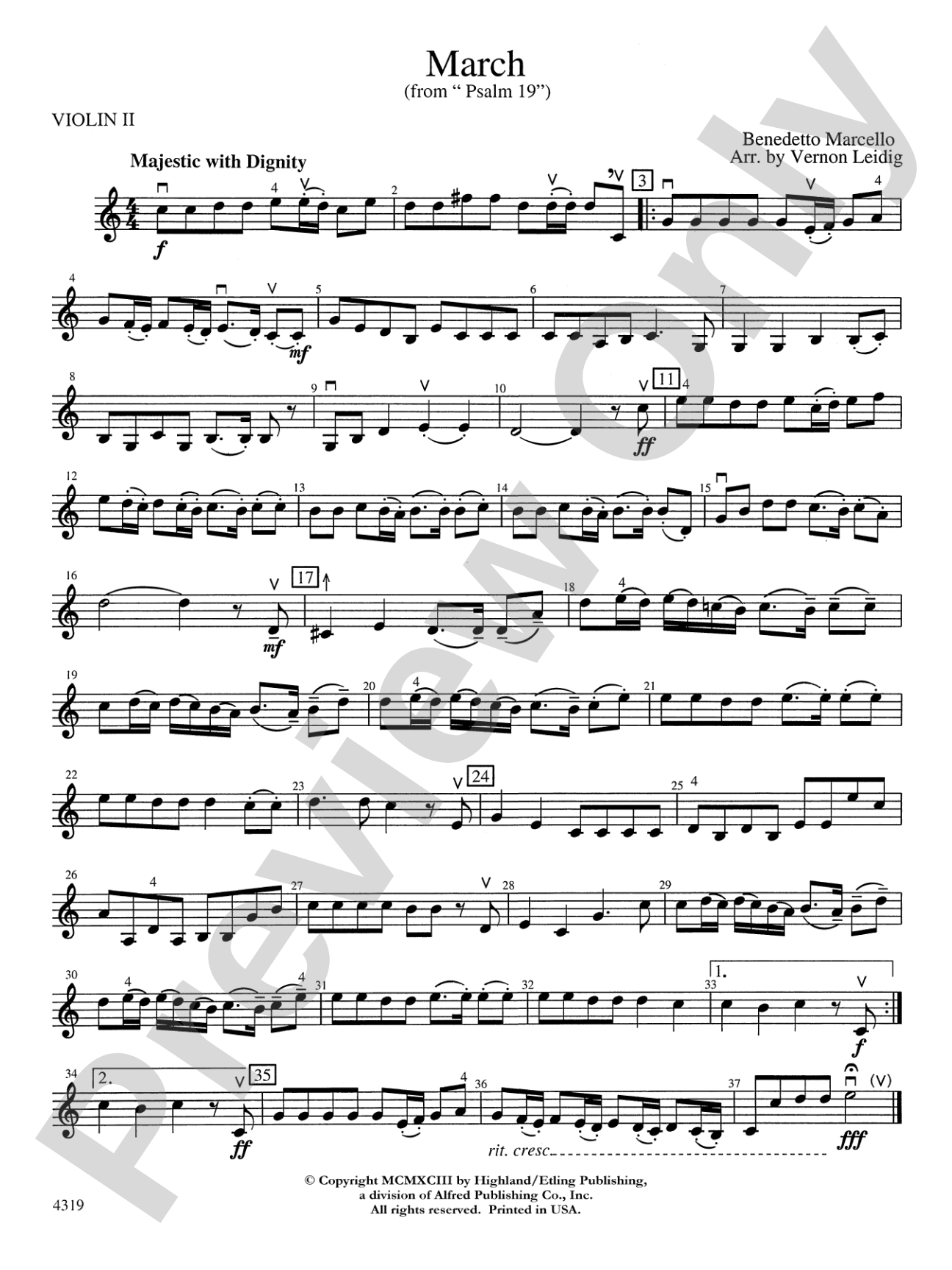 March from "Psalm 19": 2nd Violin
