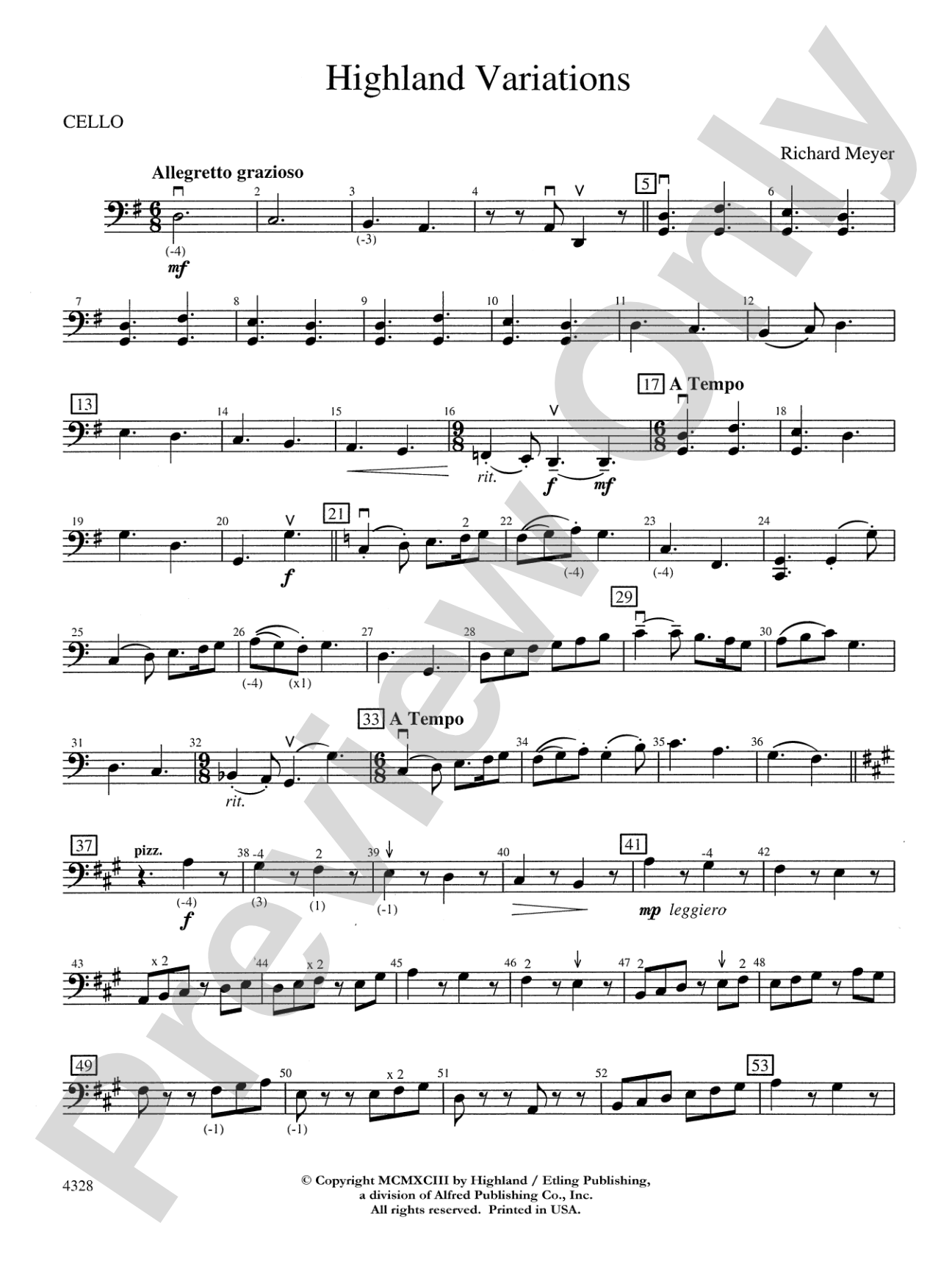 Highland Variations: Cello