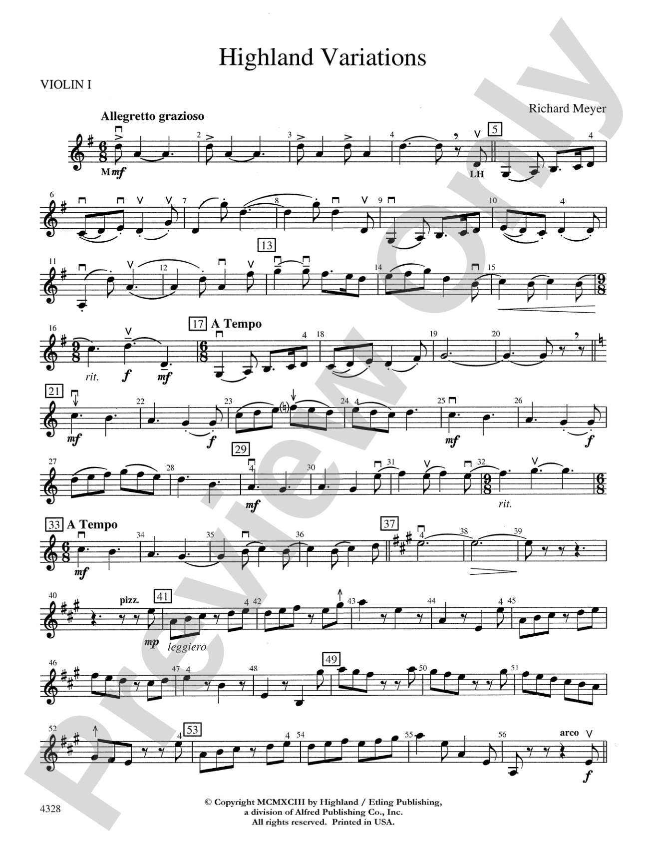 Highland Variations: 1st Violin