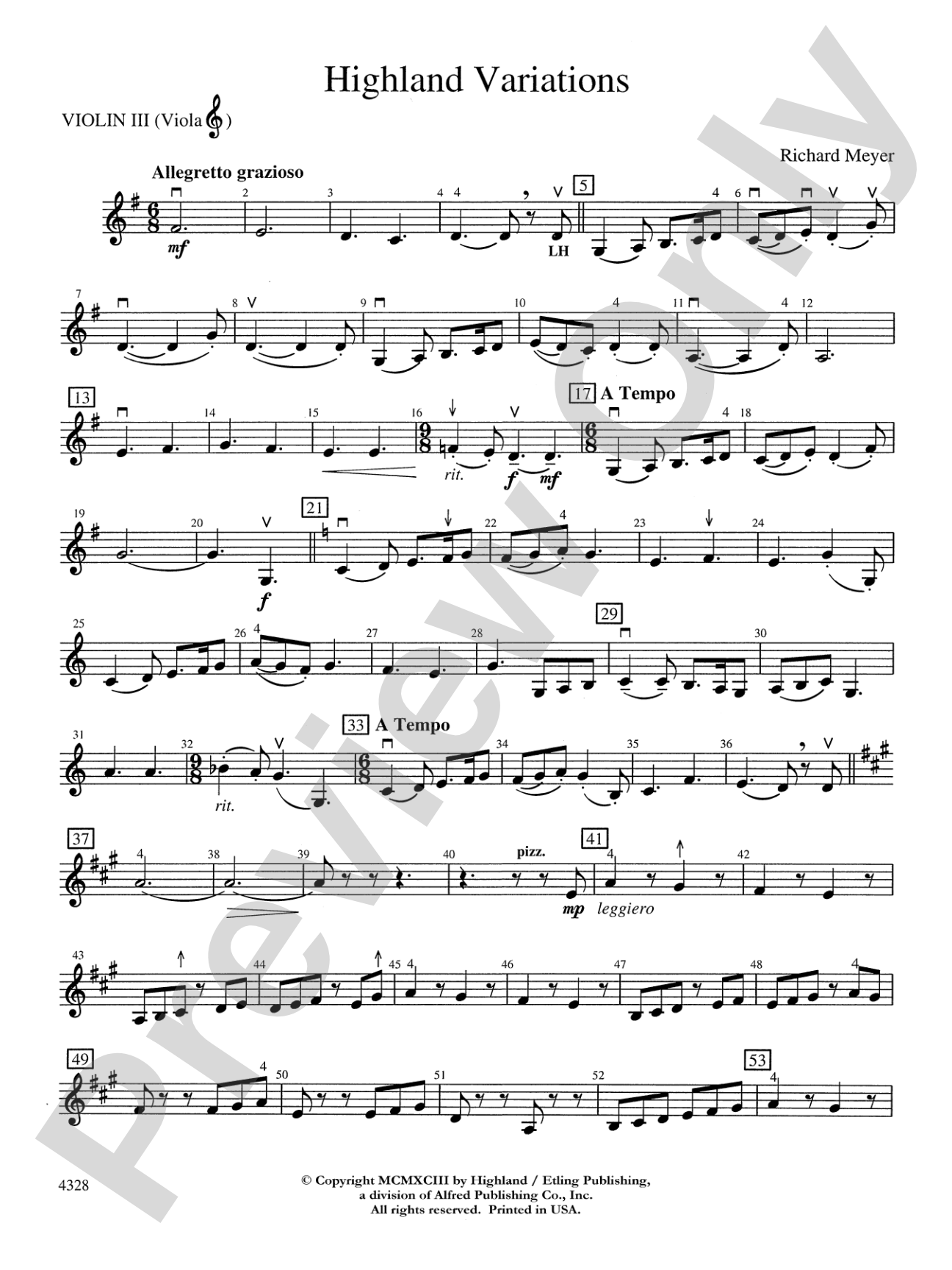 Highland Variations: 3rd Violin (Viola [TC])